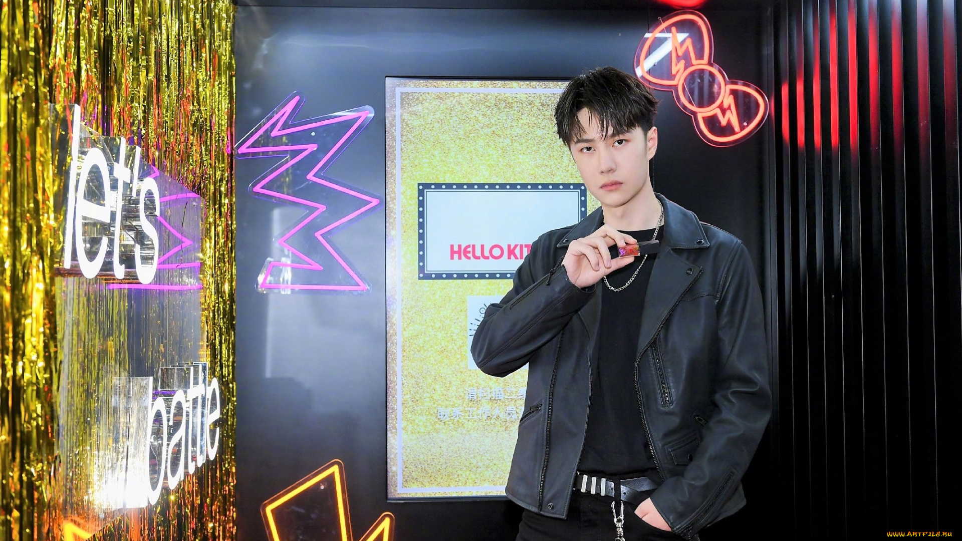 мужчины, wang, yi, bo, актер, куртка, лак, неон