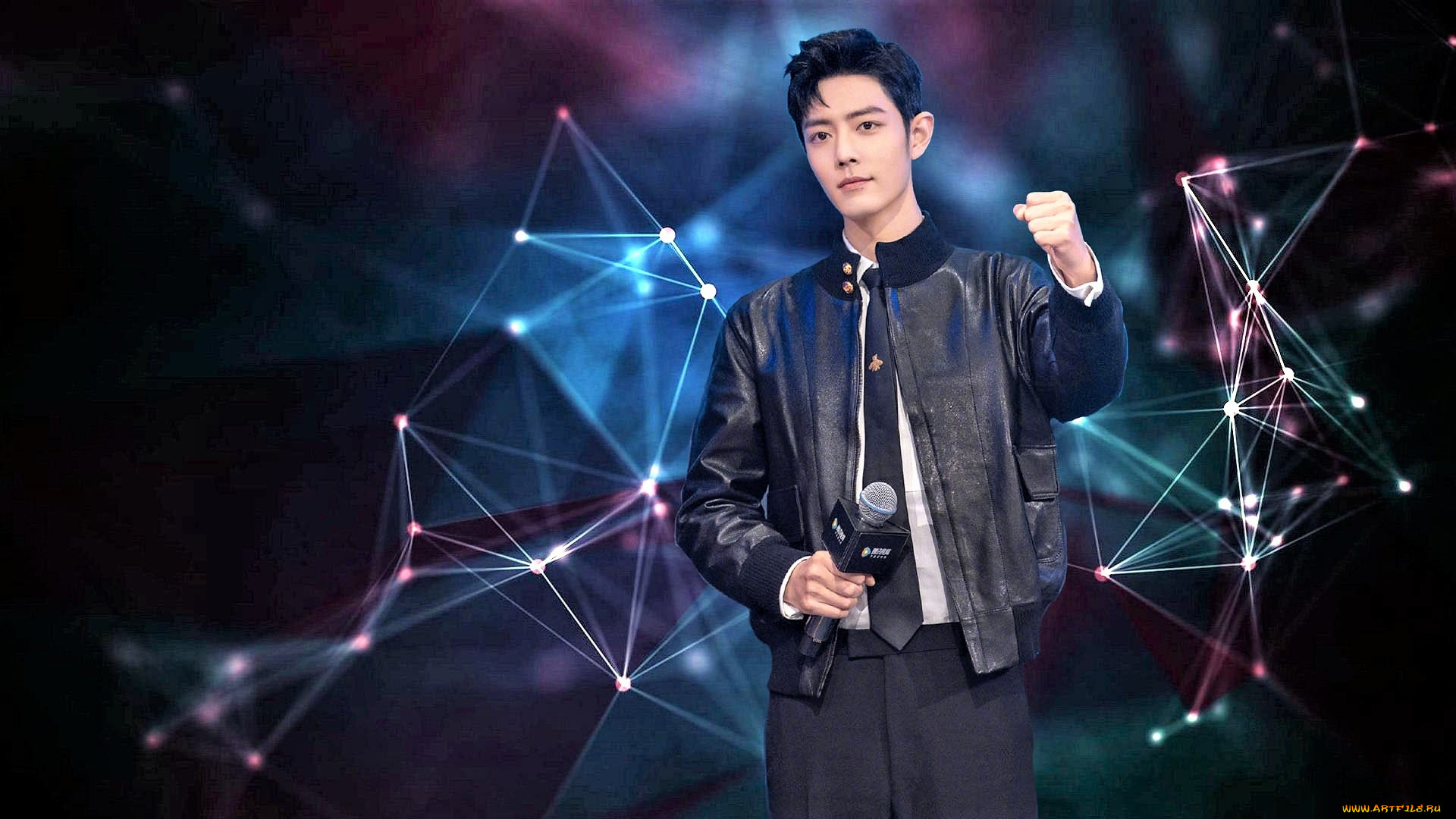 мужчины, xiao, zhan, актер, микрофон, жест