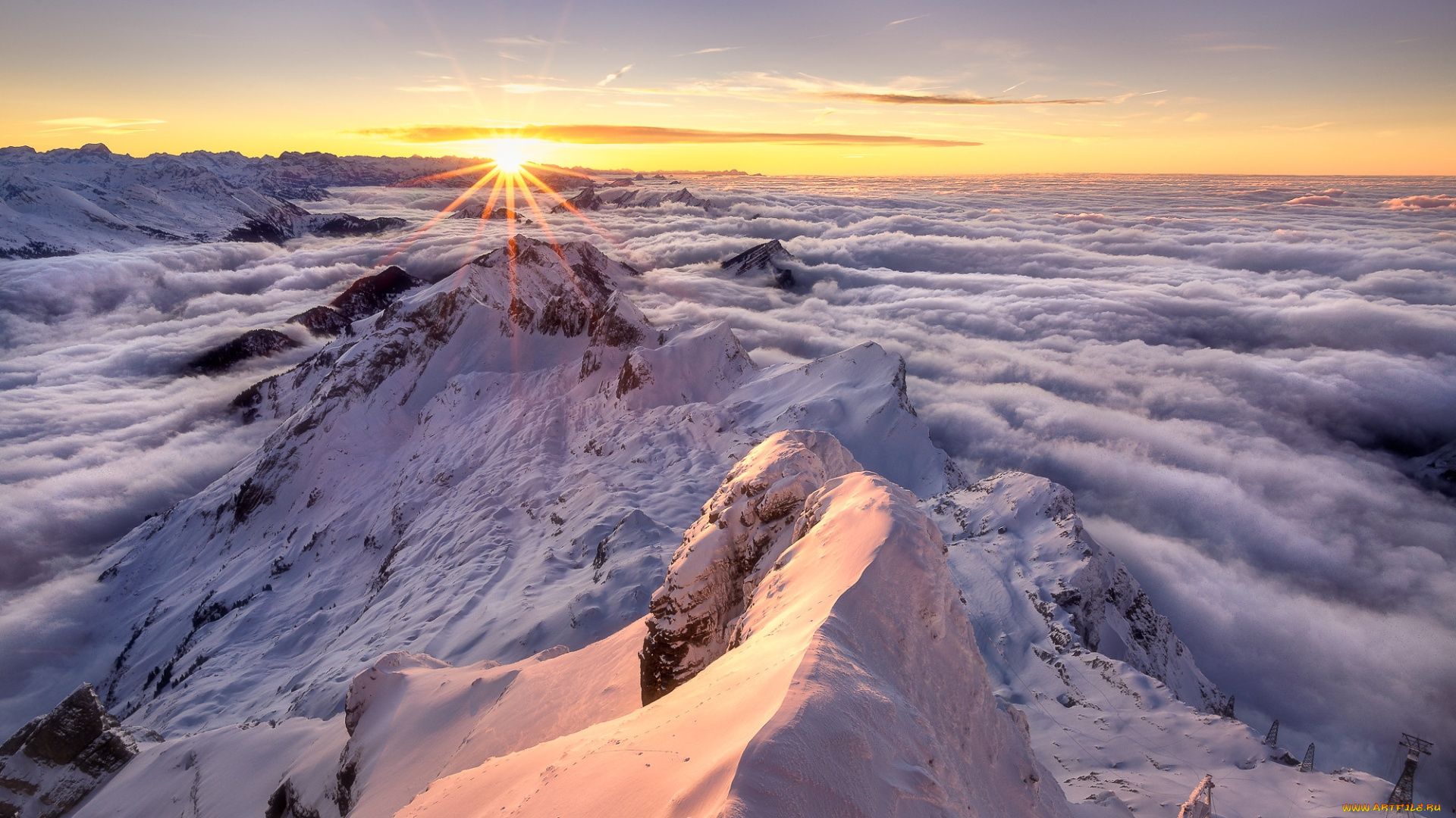 природа, восходы, закаты, сантис, массив, альпштайн, тумана