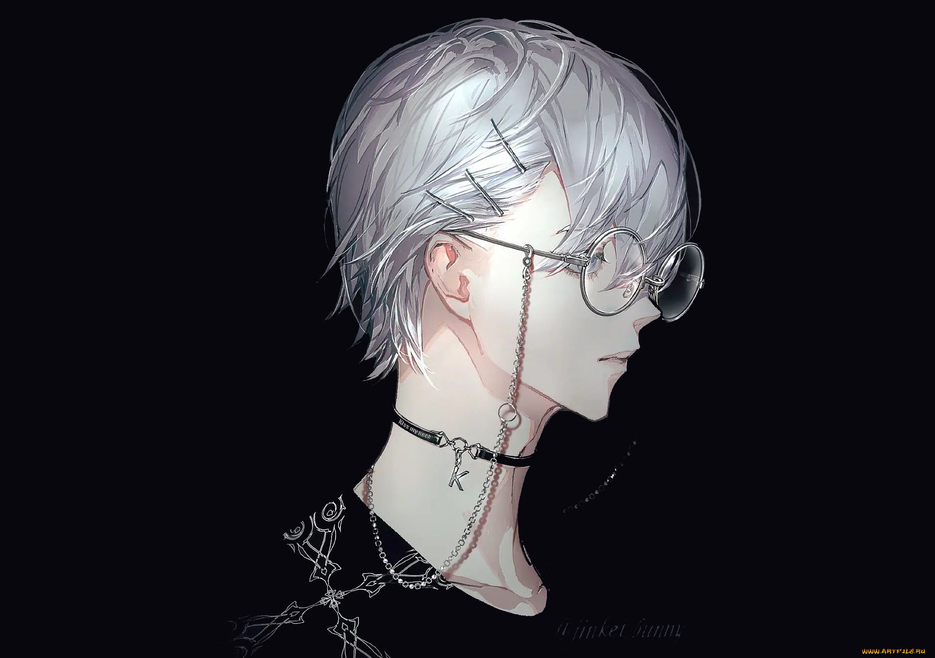 аниме, unknown, , другое, , парень, лицо, украшения, очки