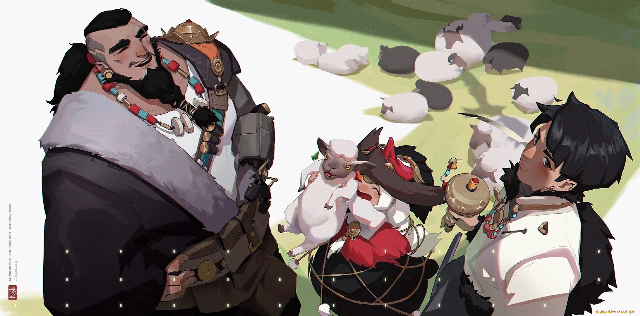 аниме, unknown, , другое, , мужчины, девочка, овцы