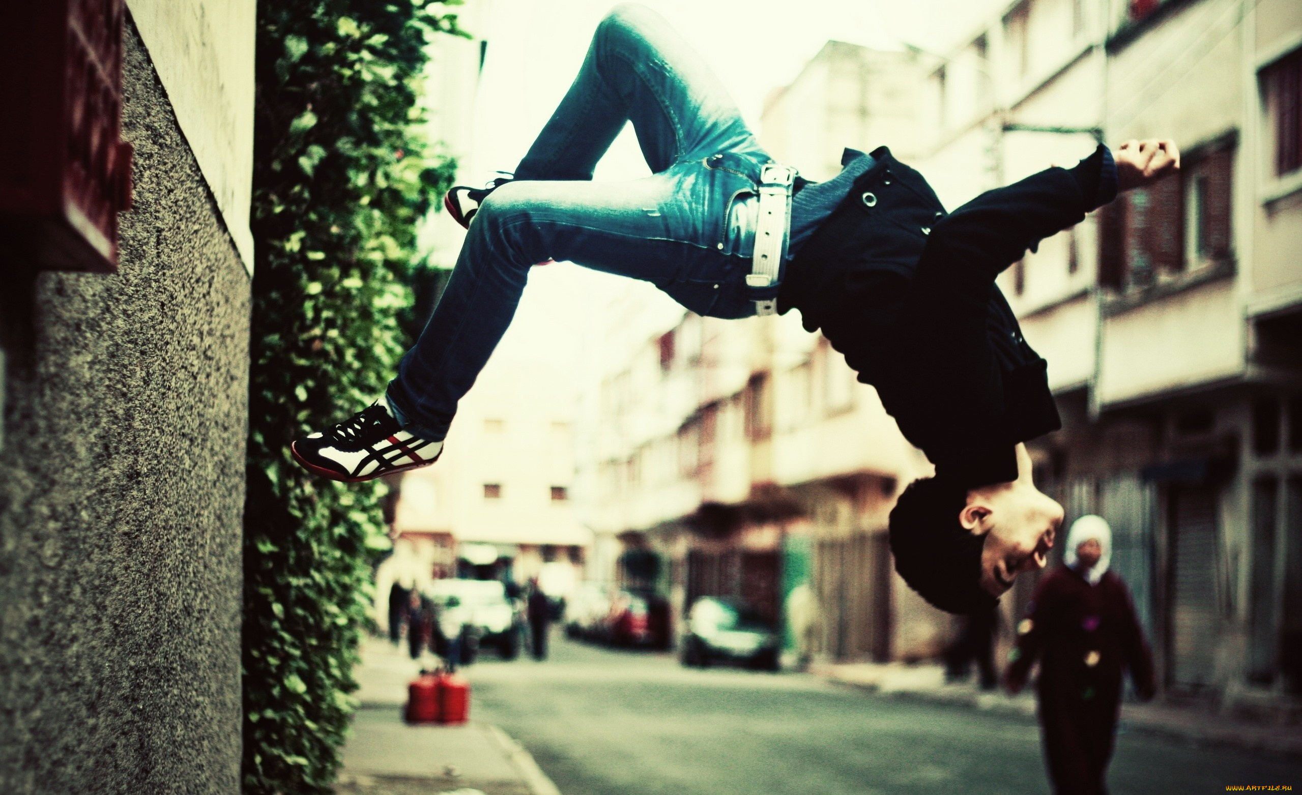 мужчины, -unsort, парень, сальто, улица