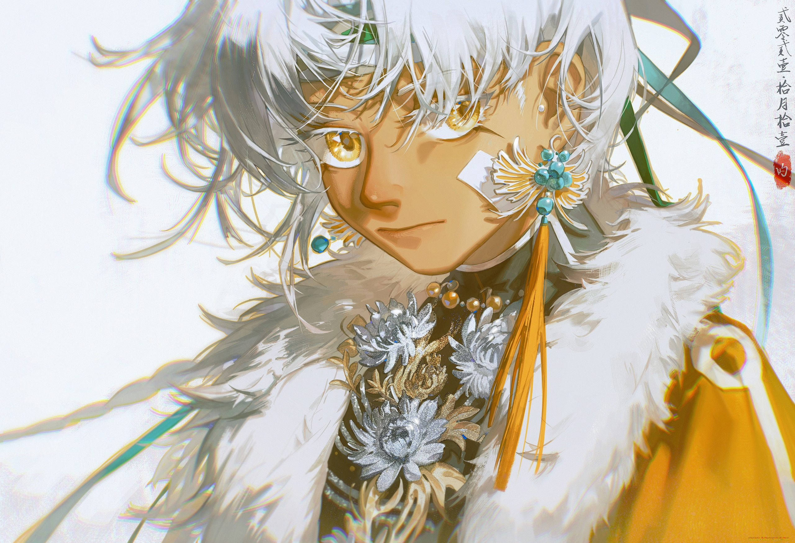 аниме, unknown, , другое, , лицо, цветы