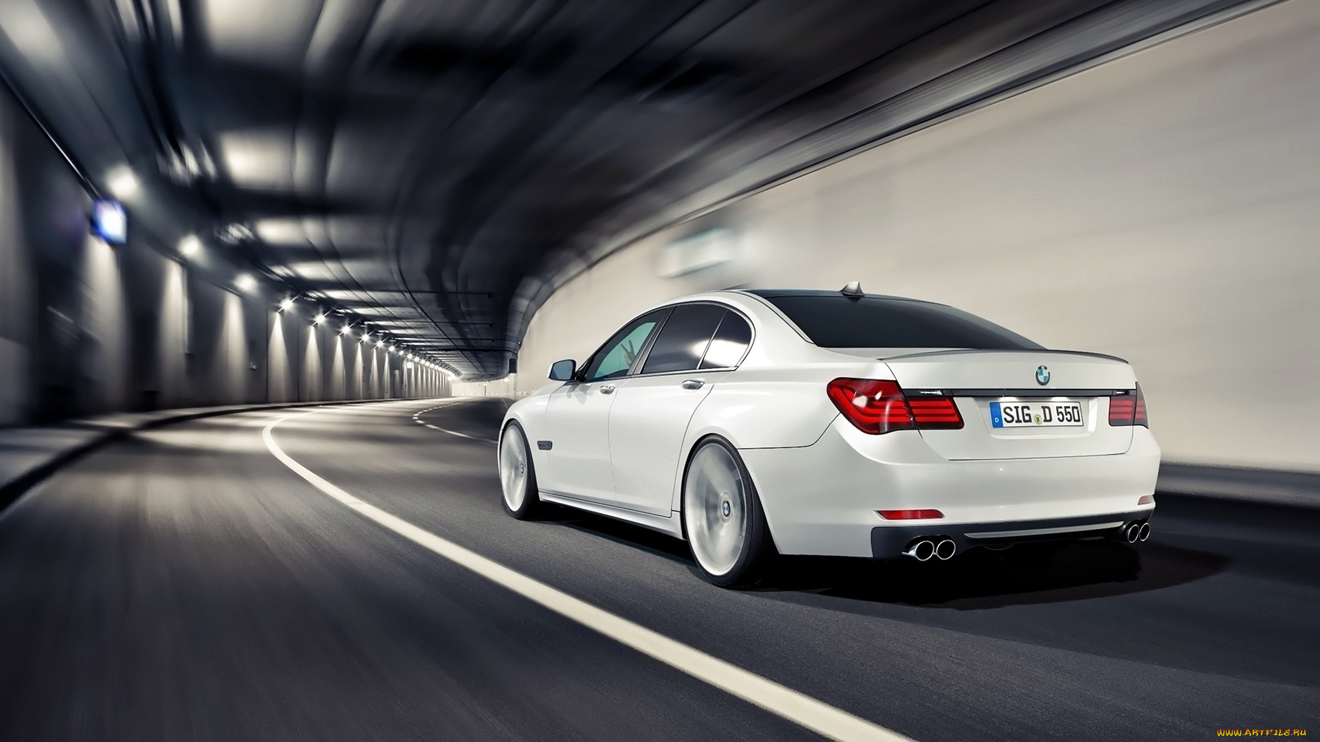 bmw, f10, автомобили, bmw, белый, скорость, тоннель, поворот