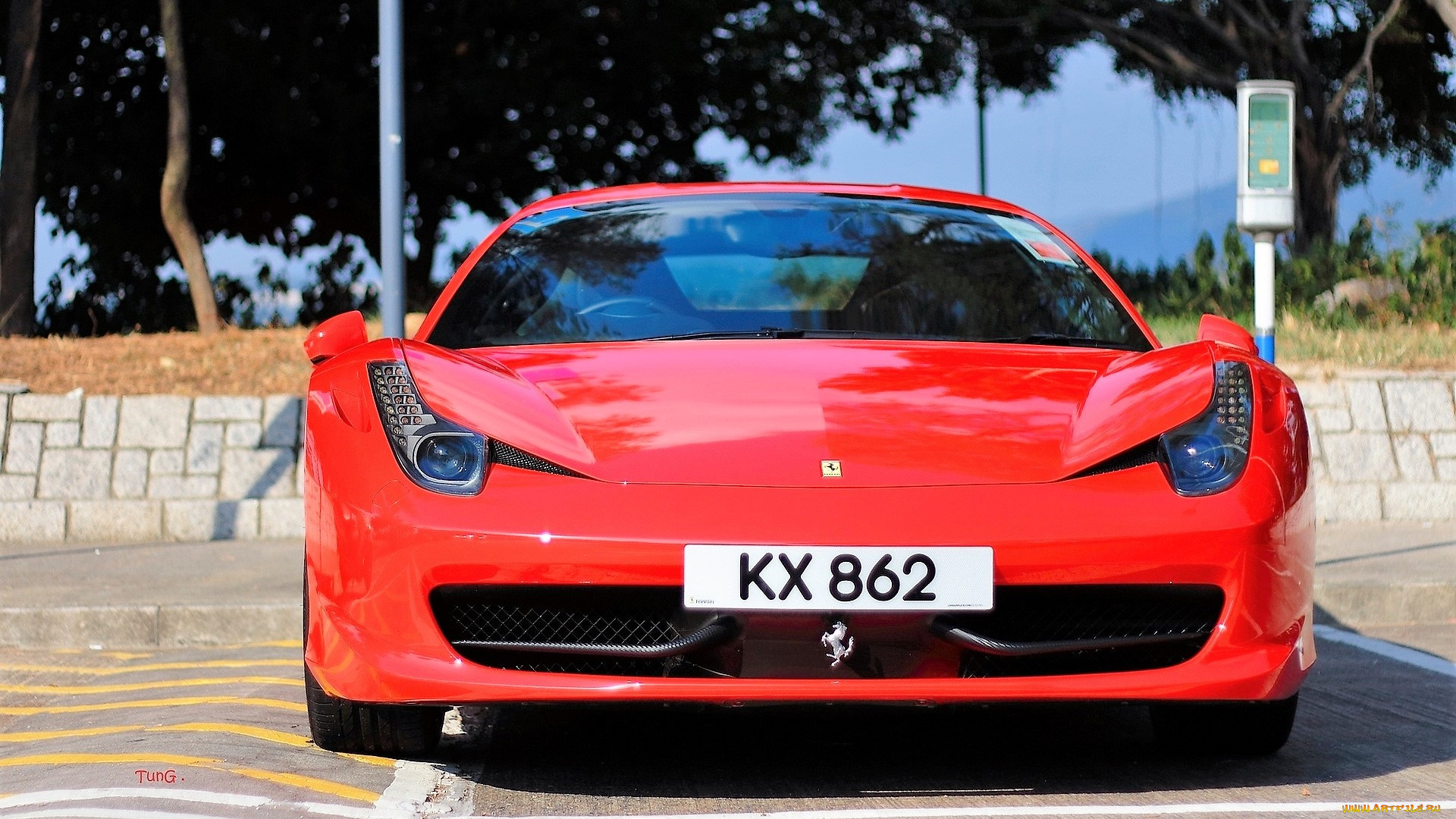 ferrari, 458, italia, автомобили, ferrari, красный, парковка