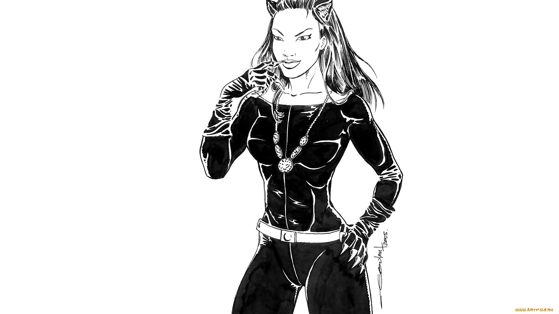 рисованное, люди, девушка, костюм, ушки