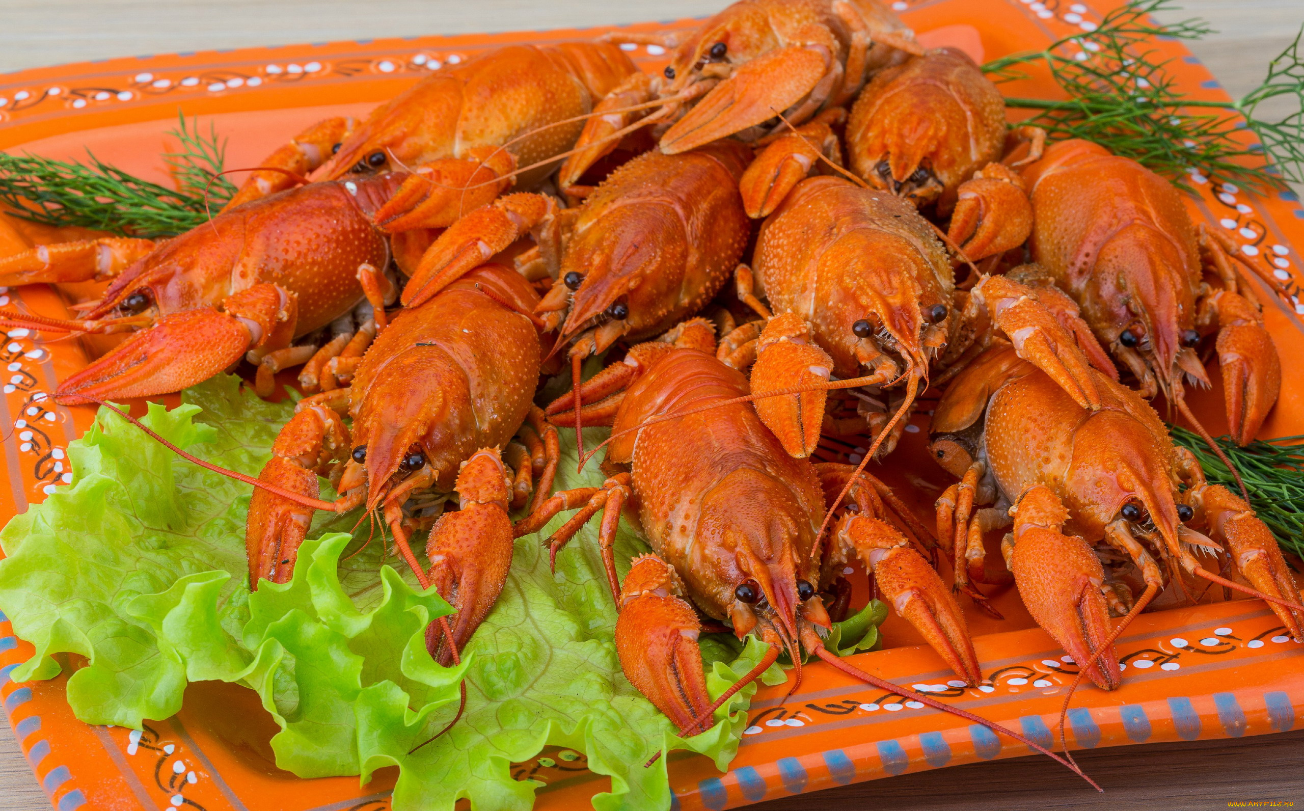 еда, рыбные, блюда, , с, морепродуктами, укроп, раки, много