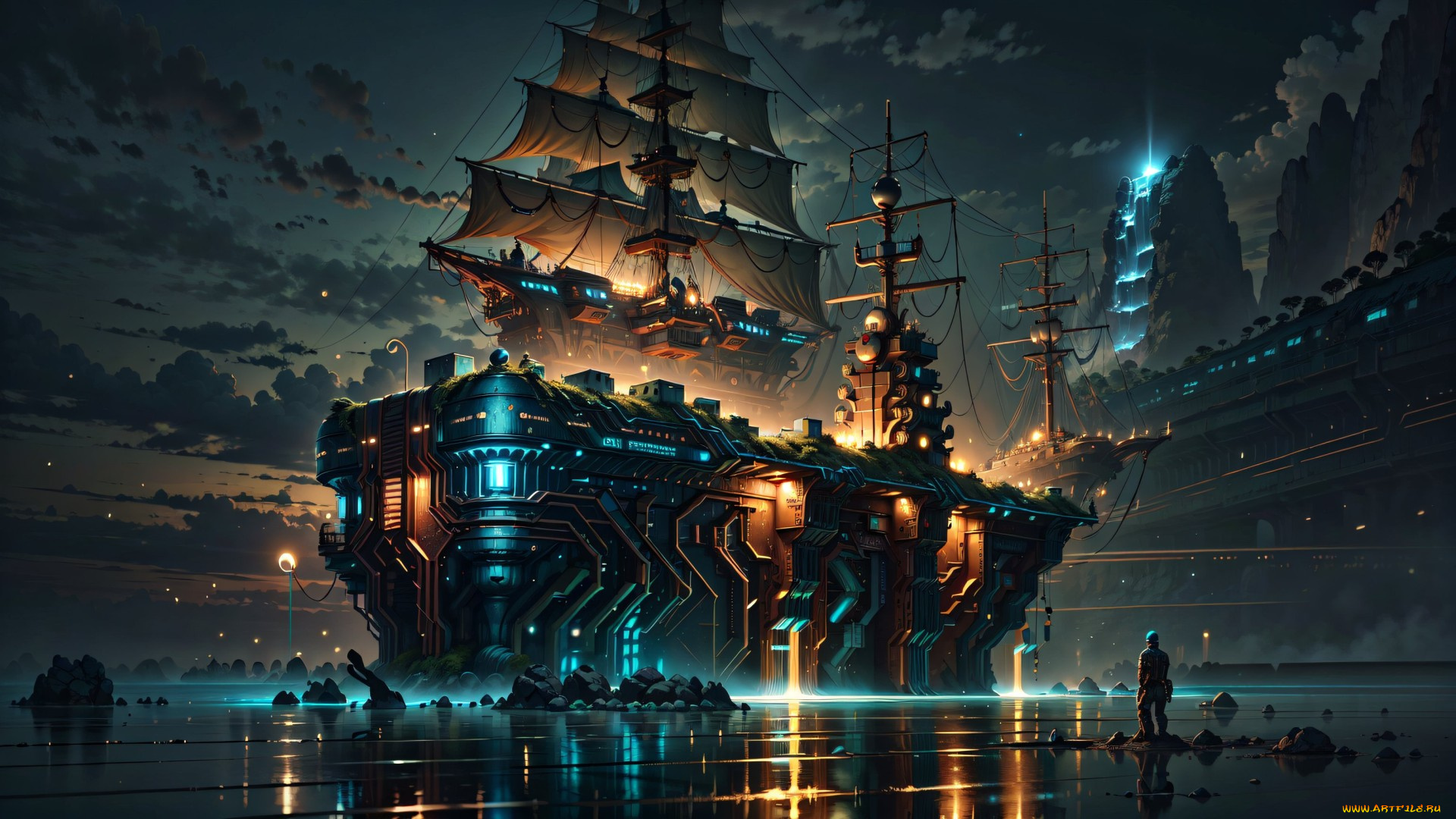 фэнтези, корабли, нейросети, графика, нейроарт, ai, art, нейронные, сети, рисунки, нейро, искусство