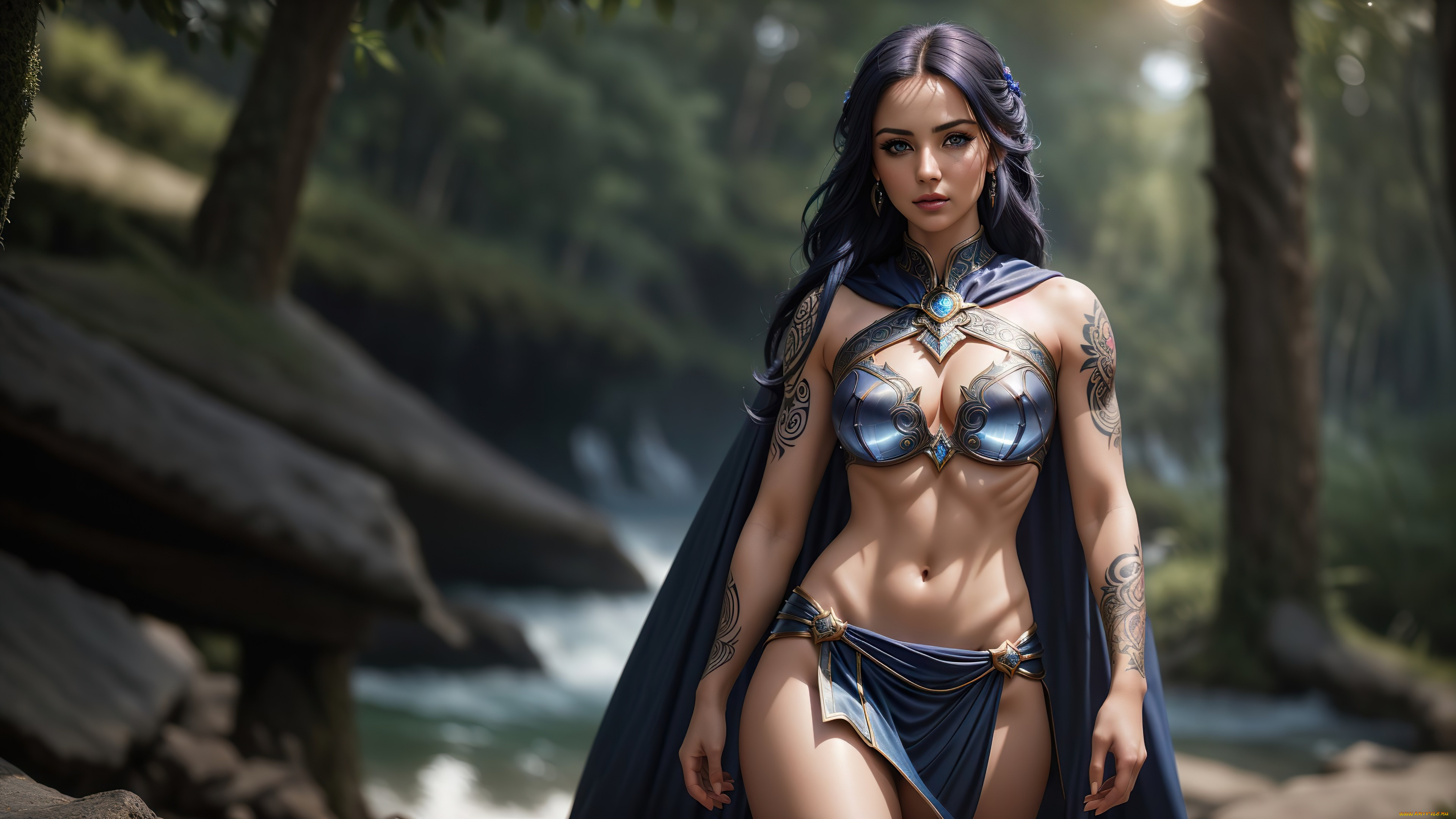 3д, 3д, графика, фантазия, , fantasy, girl, nature, art, tatoo, digital