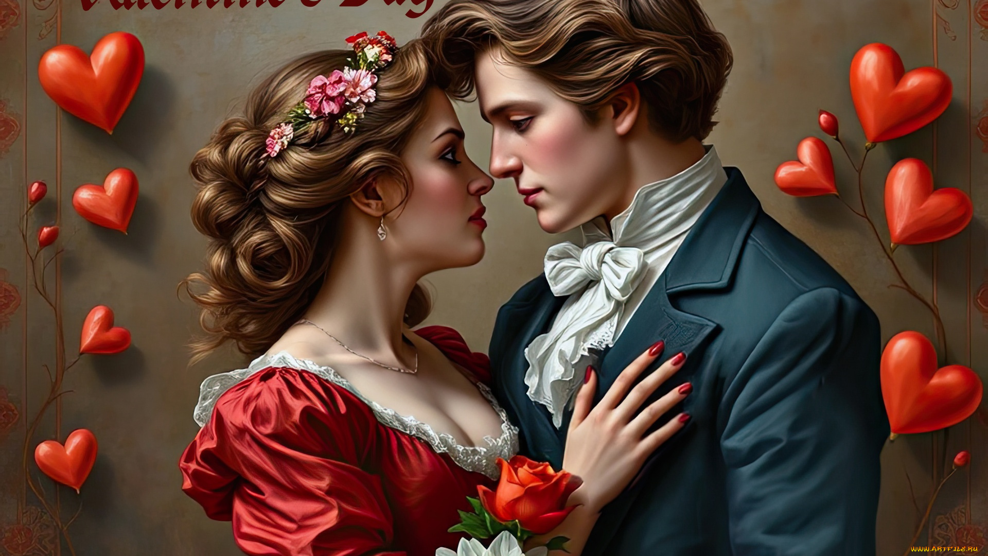 праздничные, день, святого, валентина, , сердечки, , любовь, влюбленные, надпись