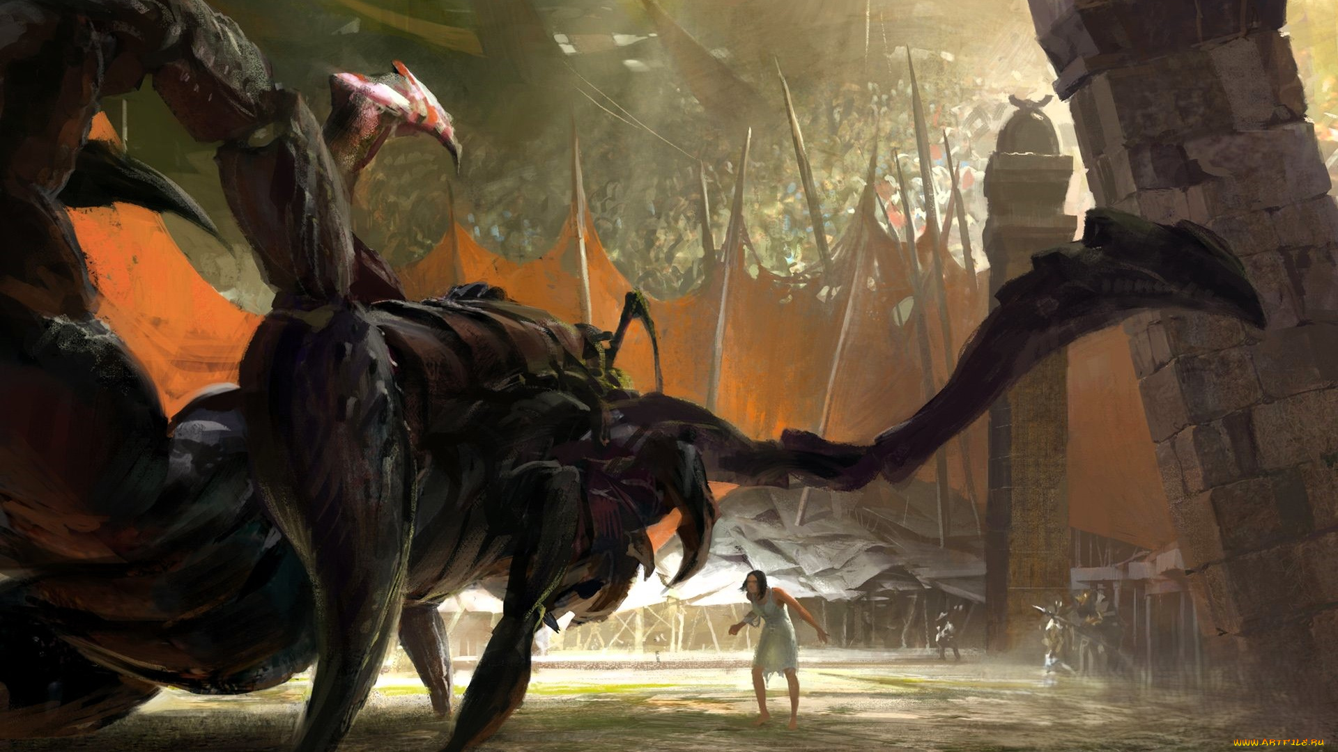 видео, игры, guild, wars, женщина, монстр, скорпион