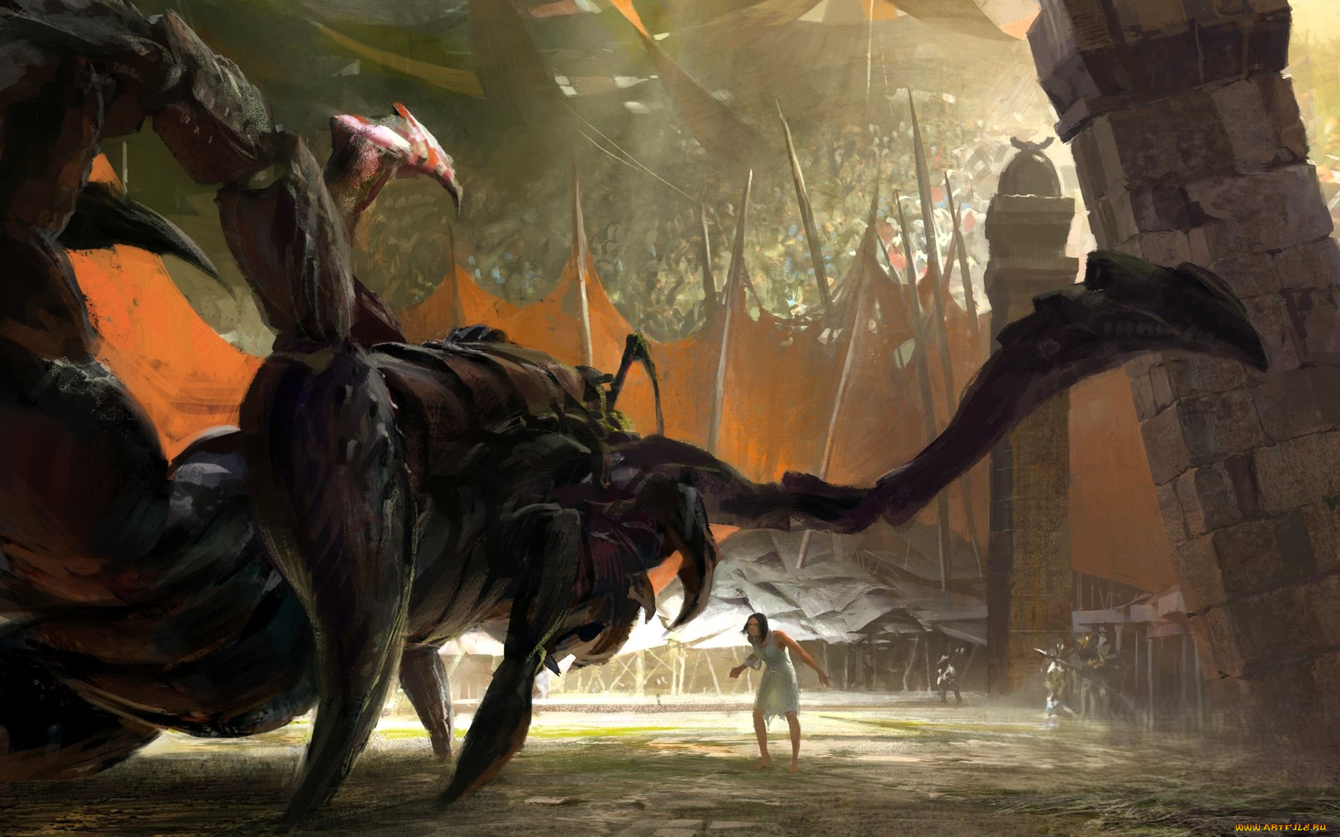 видео, игры, guild, wars, женщина, монстр, скорпион