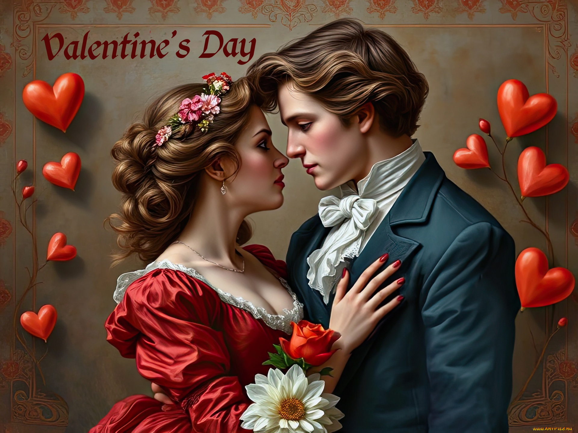 праздничные, день, святого, валентина, , сердечки, , любовь, влюбленные, надпись