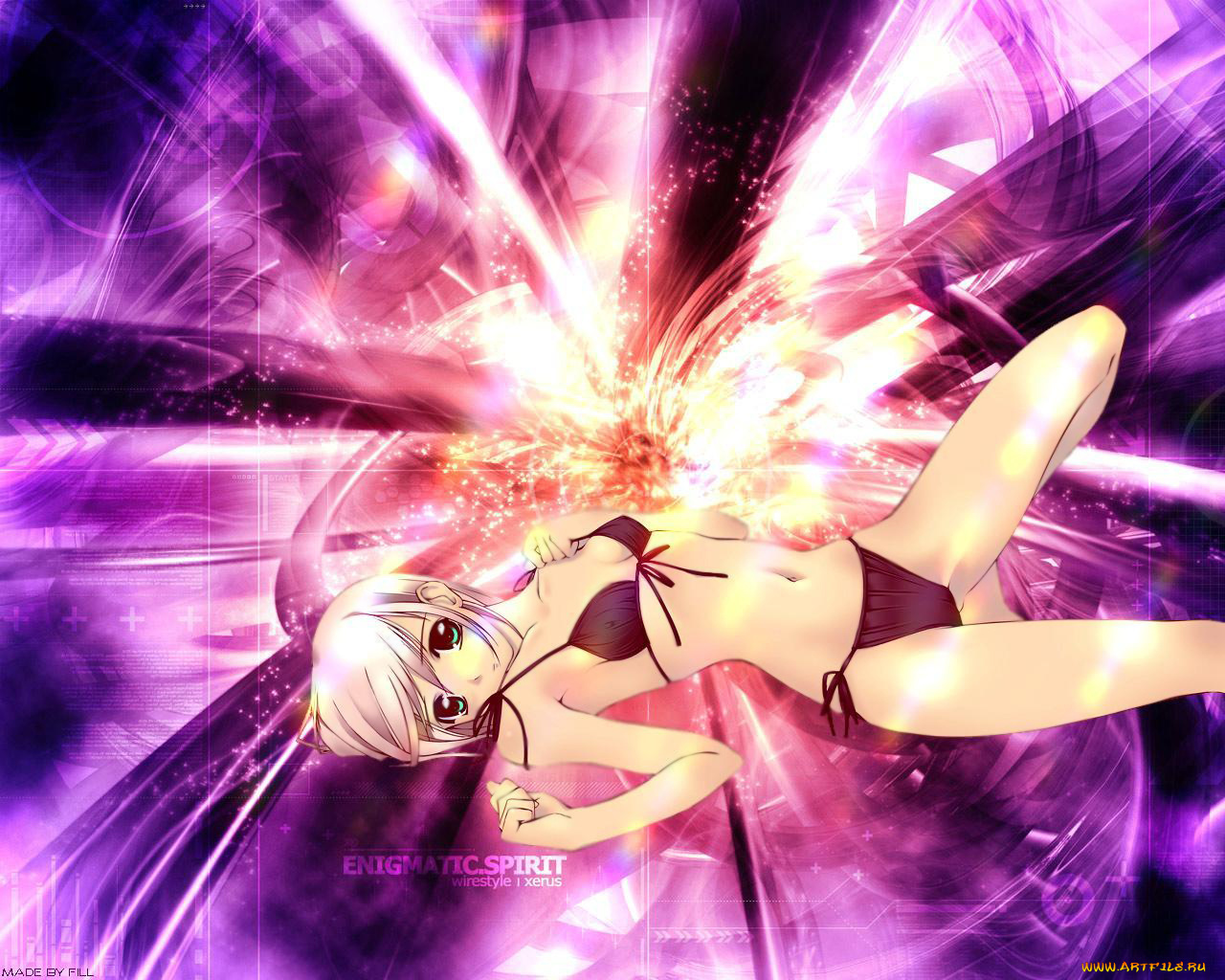 аниме, silvery, white