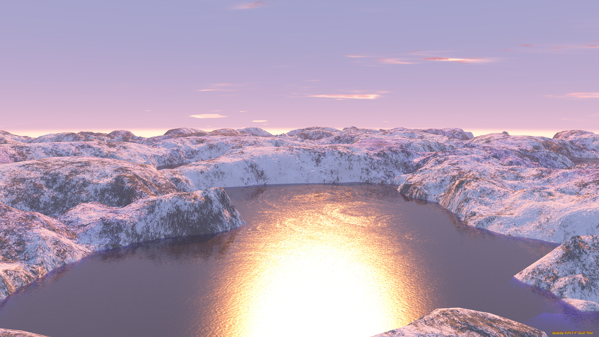 3д, графика, nature, landscape, природа, облака, озеро