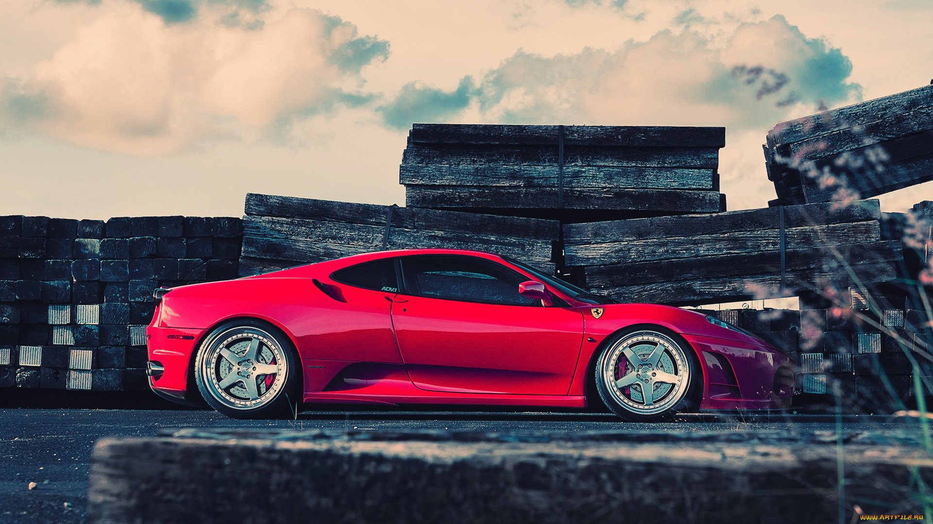 автомобили, ferrari, красный, поленница