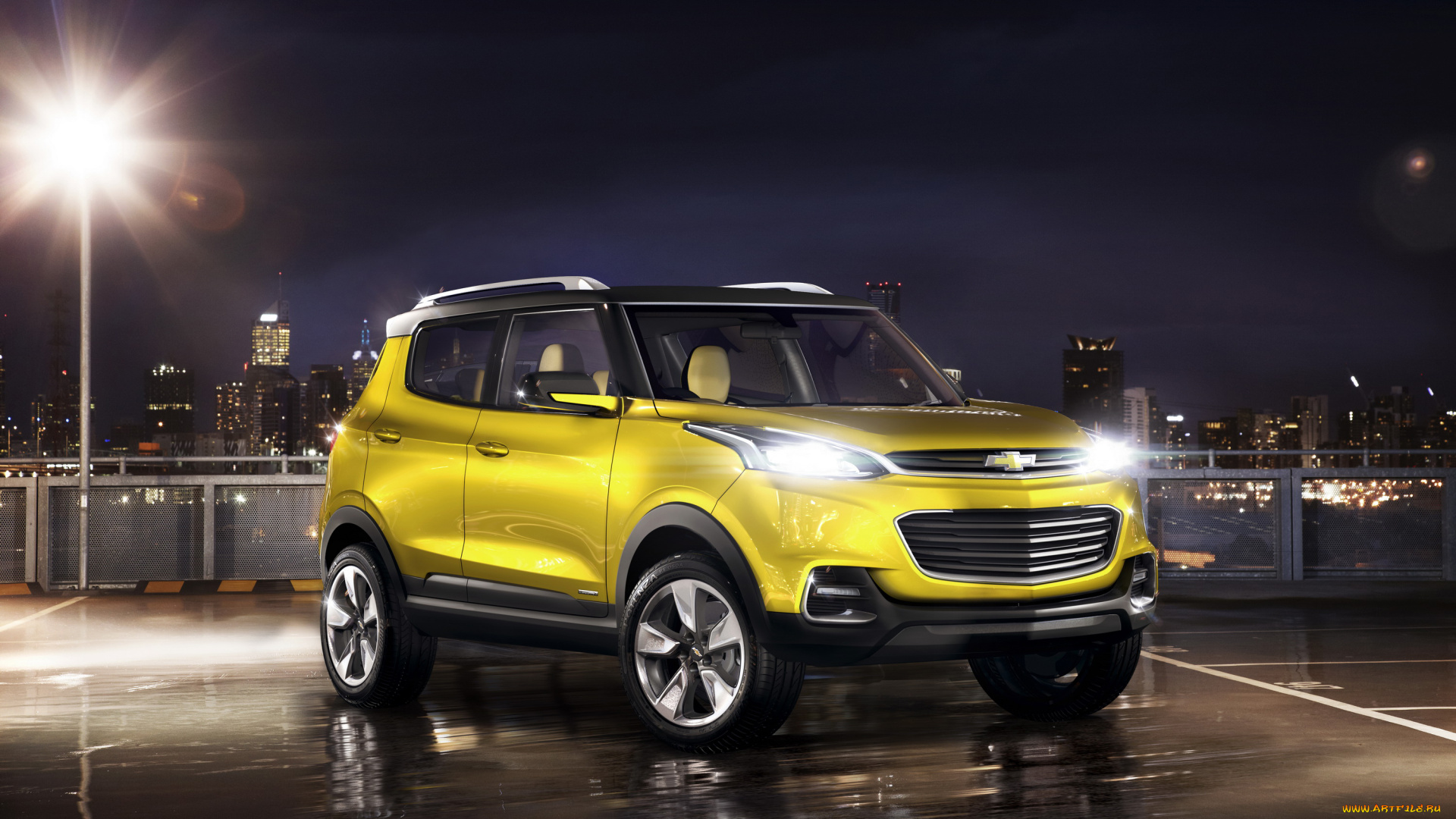 2014, chevrolet, adra, автомобили, chevrolet, тюнинг, ночь, желтый, дома, adra