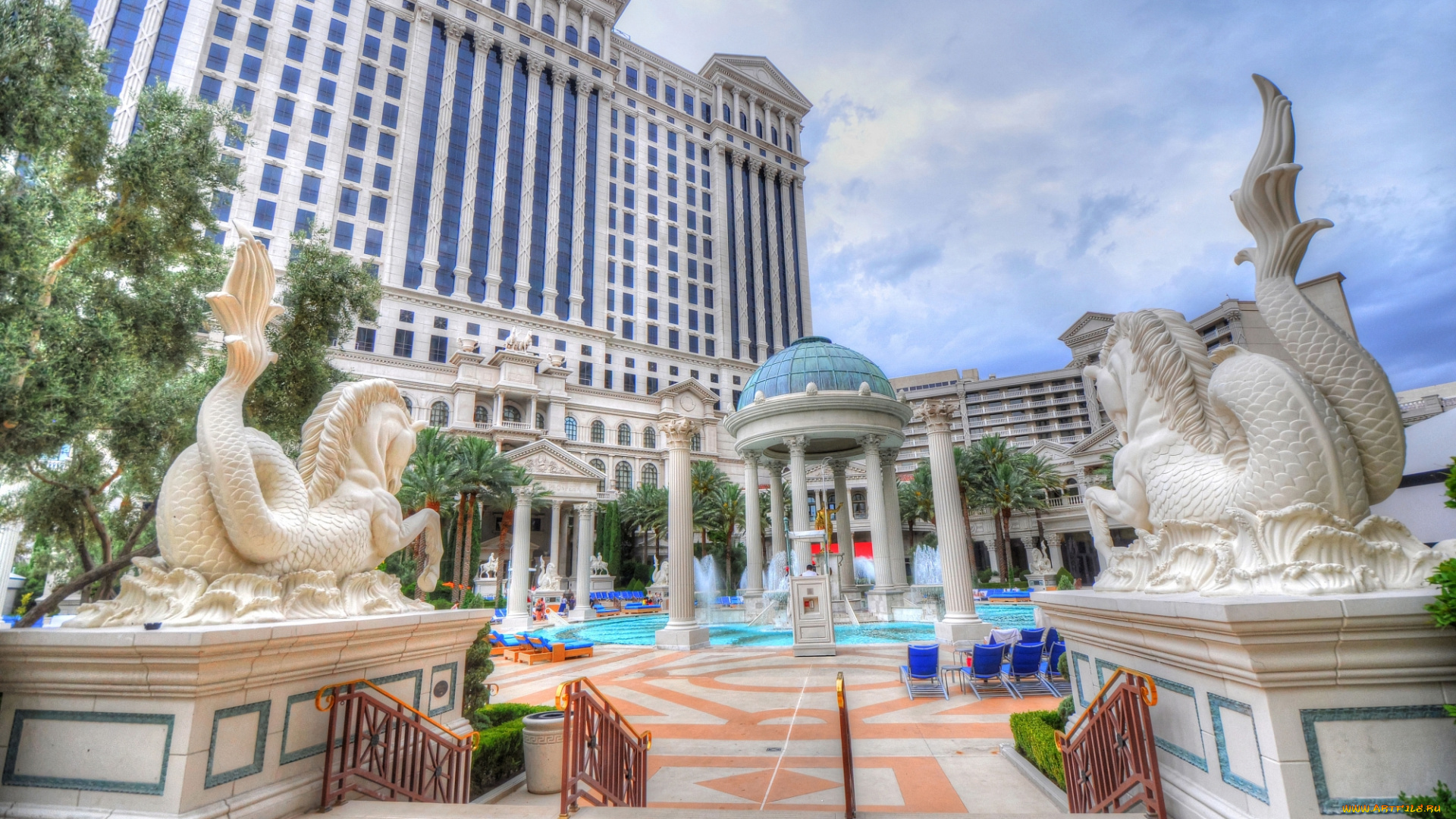 города, лас-вегас, , сша, здание, фонтан, вход