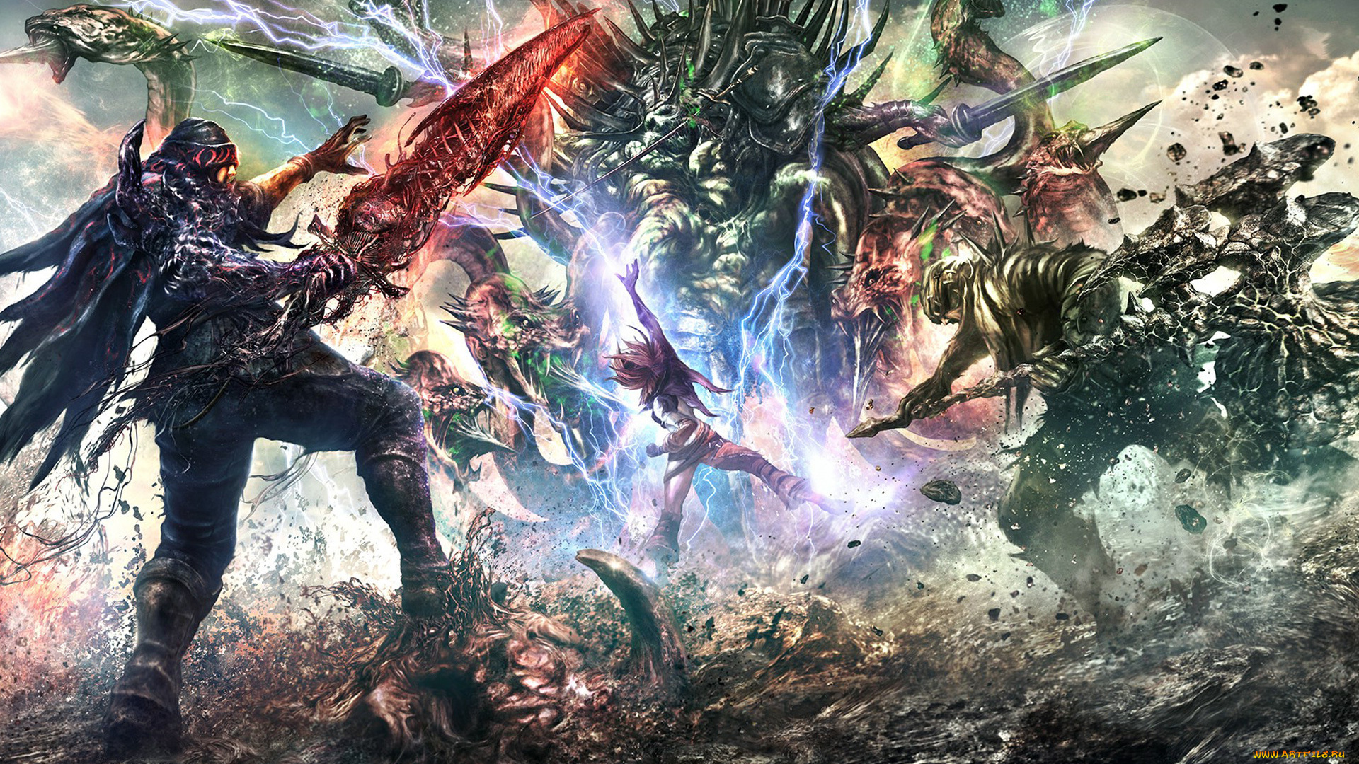 soul, sacrifice, видео, игры, сражение, воины, монстр, чудовище