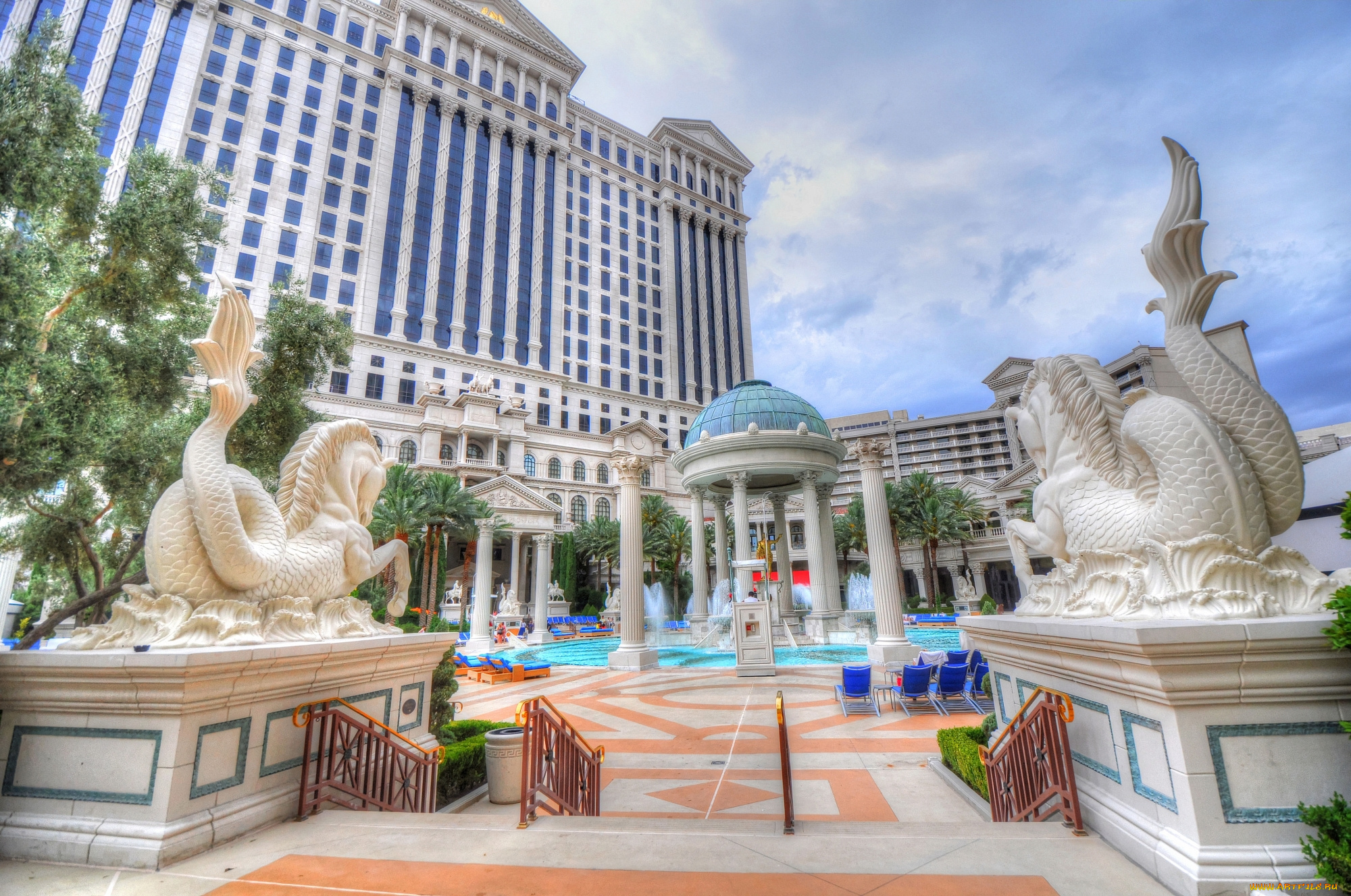 города, лас-вегас, , сша, здание, фонтан, вход