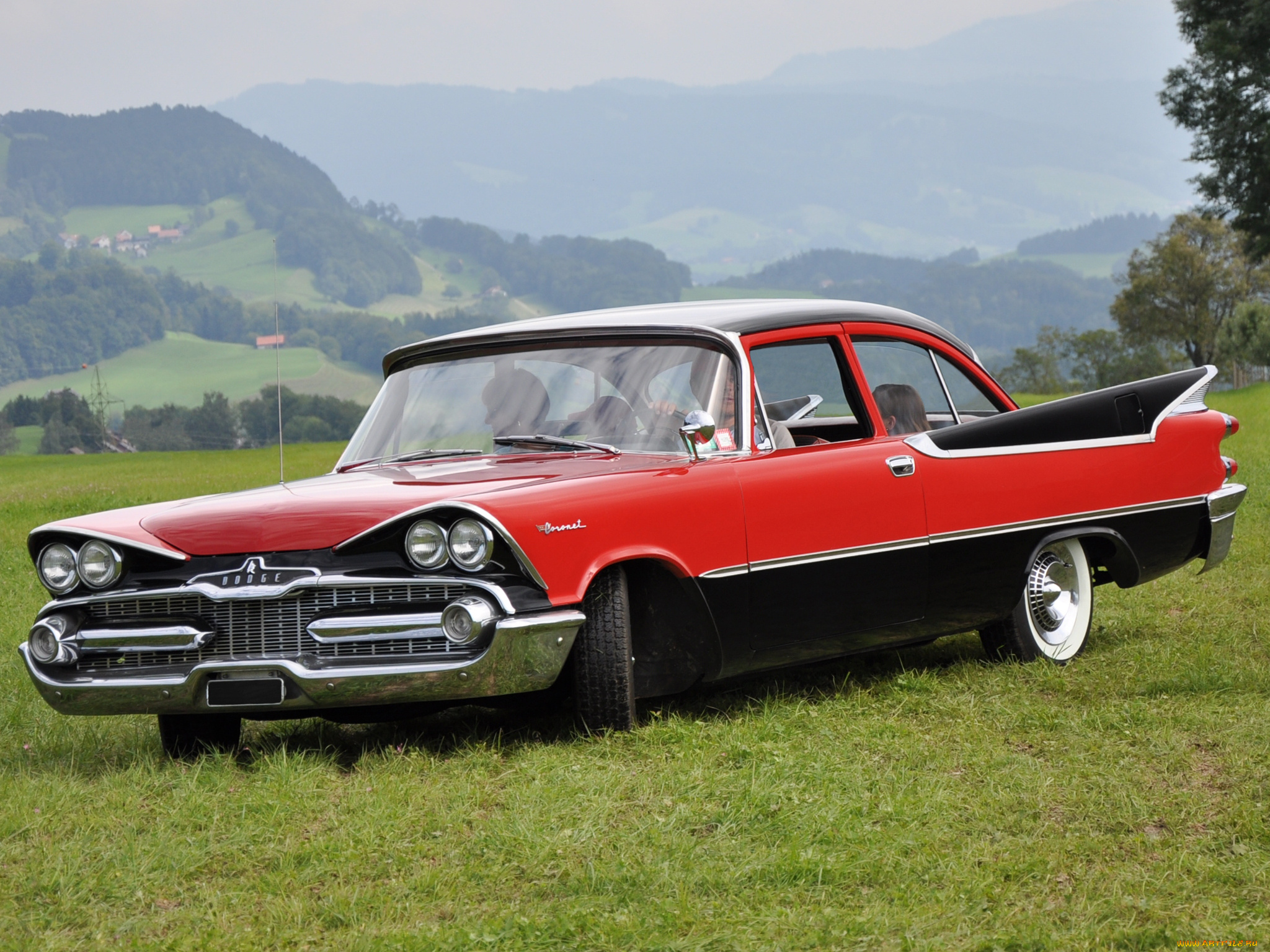 автомобили, dodge, coronet, red, black