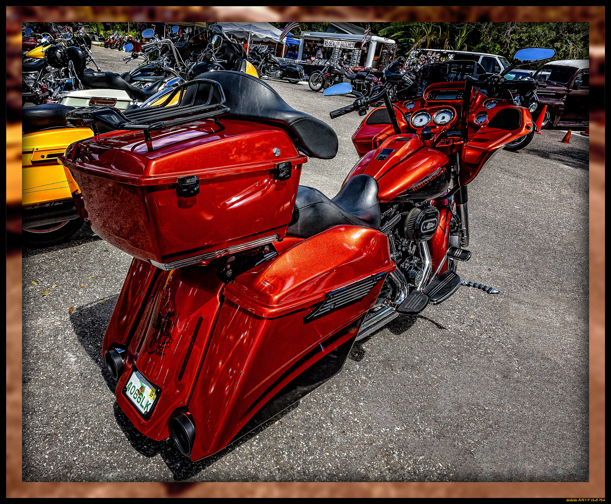 мотоциклы, harley-davidson, байк, площадка, улица