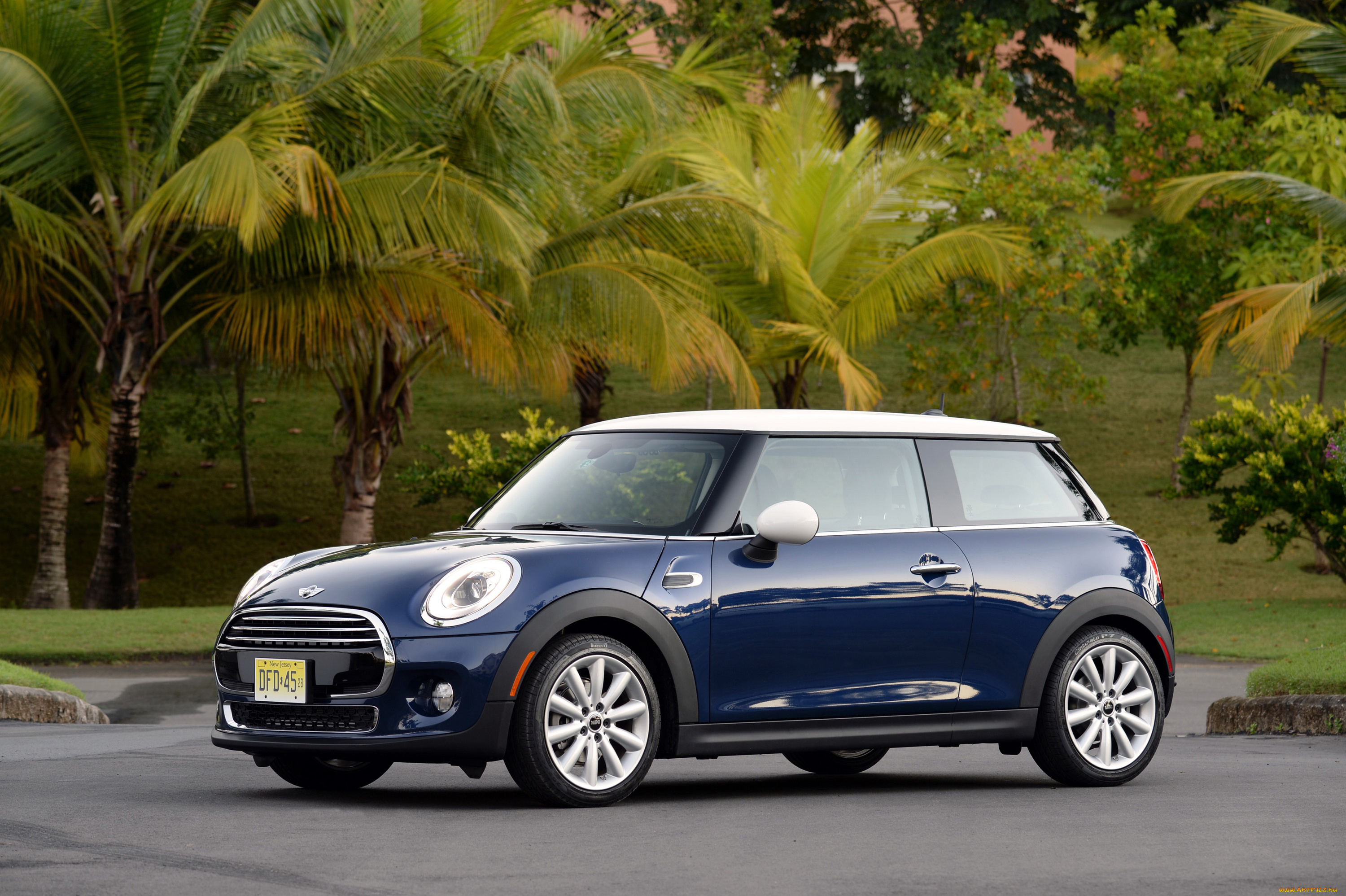 2014, mini, cooper, f56, автомобили, mini, пальмы, синий, тюнинг, john, cooper