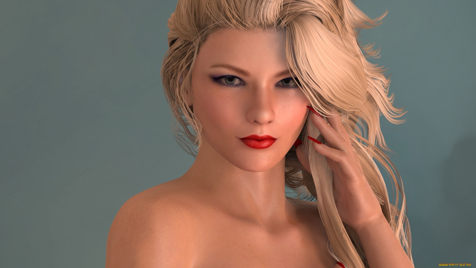3д, графика, портрет, , portraits, взгляд, девушка, блондинка, фон