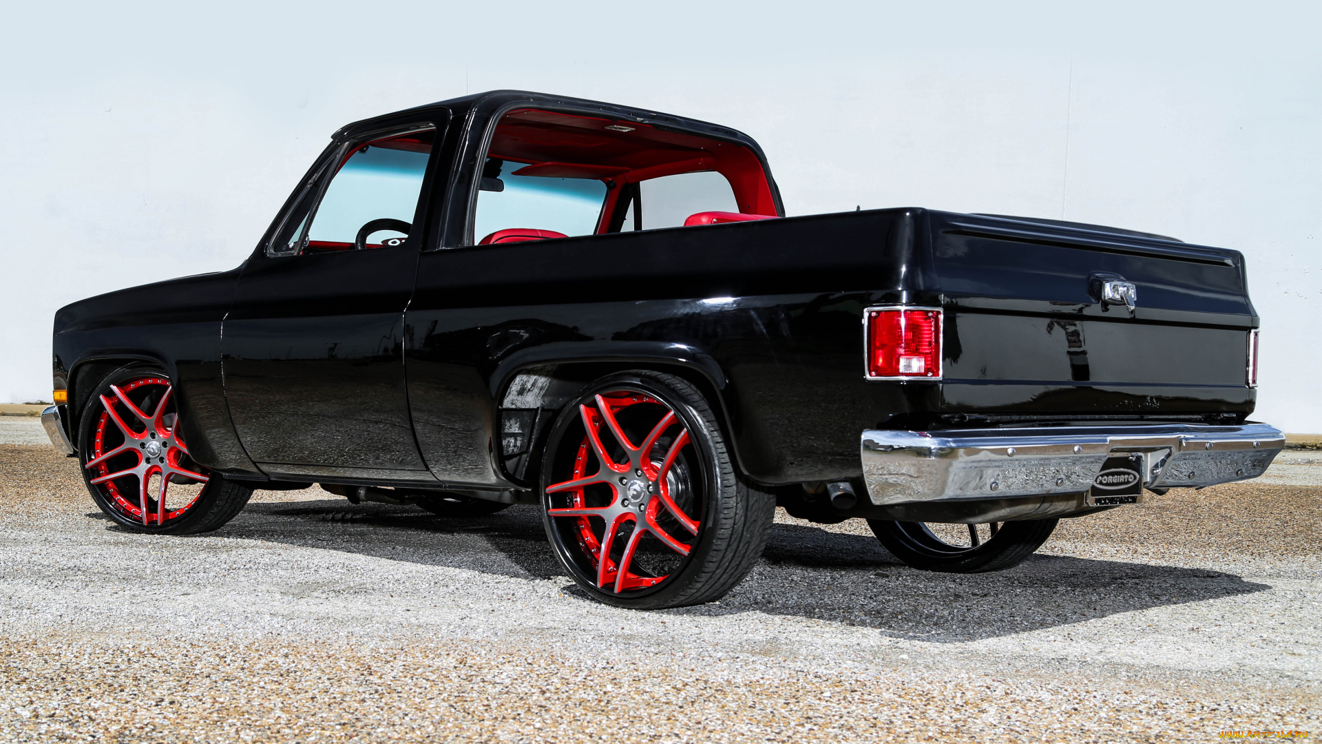 автомобили, custom, pick-up, red, pickup, black, rims