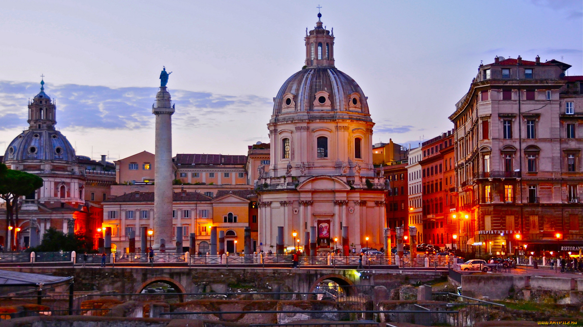 города, рим, , ватикан, , италия, колонна, церковь, закат, небо