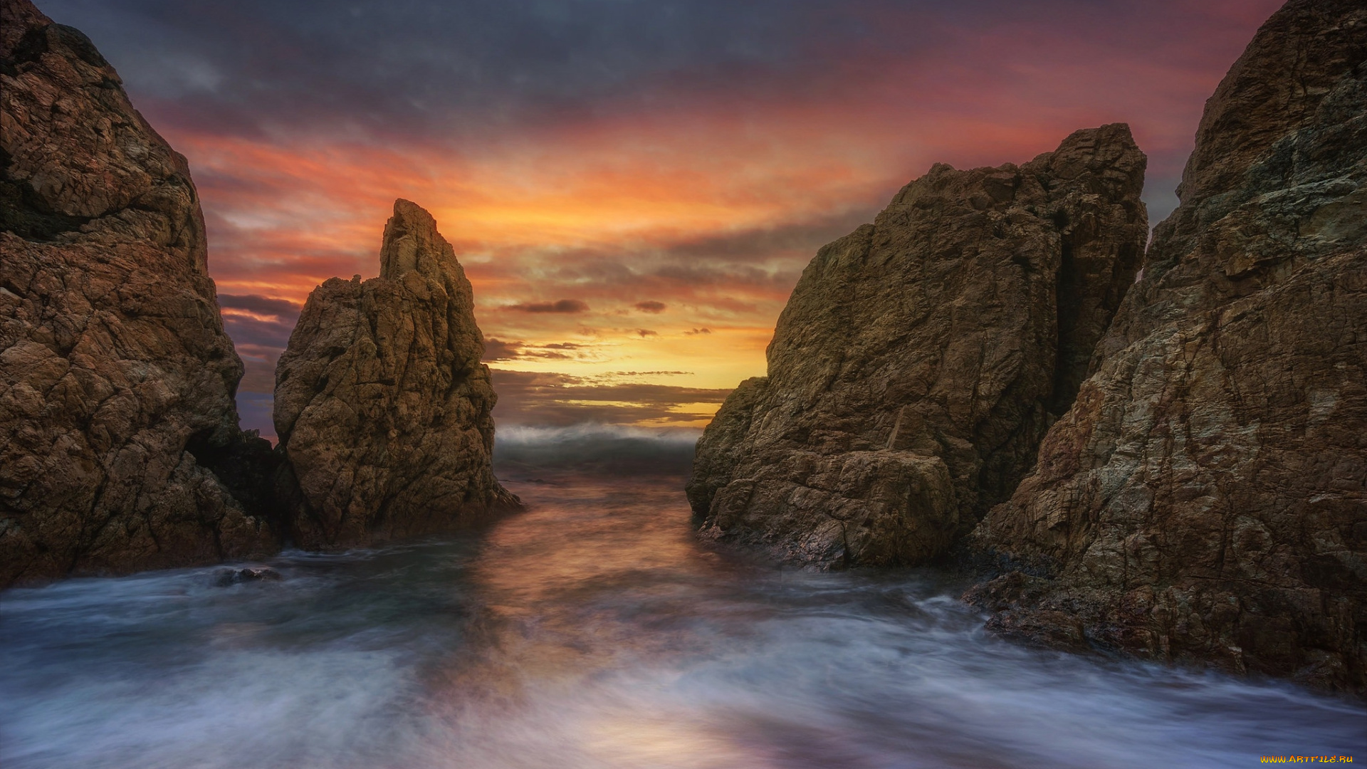 природа, побережье, рассвет