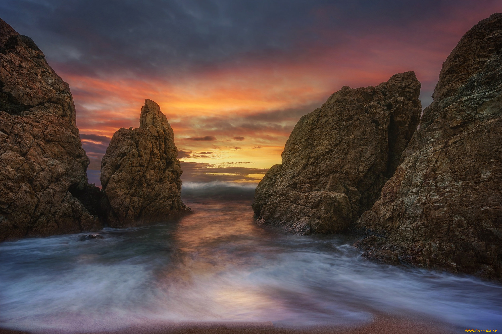 природа, побережье, рассвет