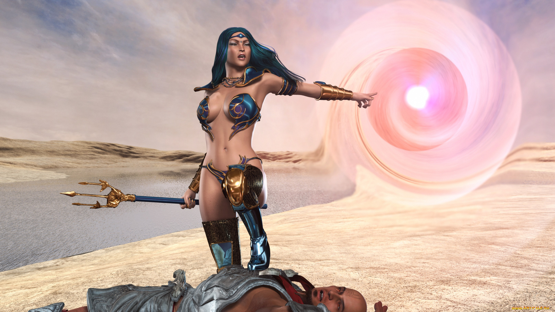 3д, графика, амазонки, , amazon, фон, взгляд, девушка