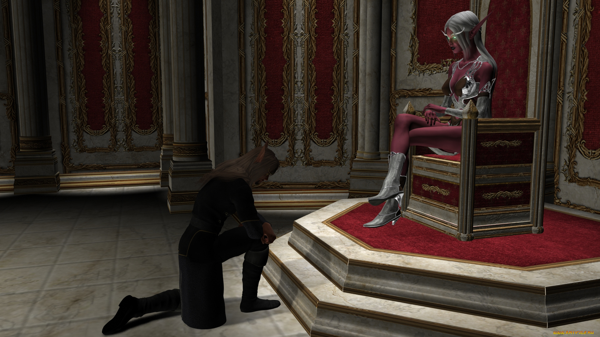 3д, графика, эльфы, , elves, фон, взгляд, эльфийки