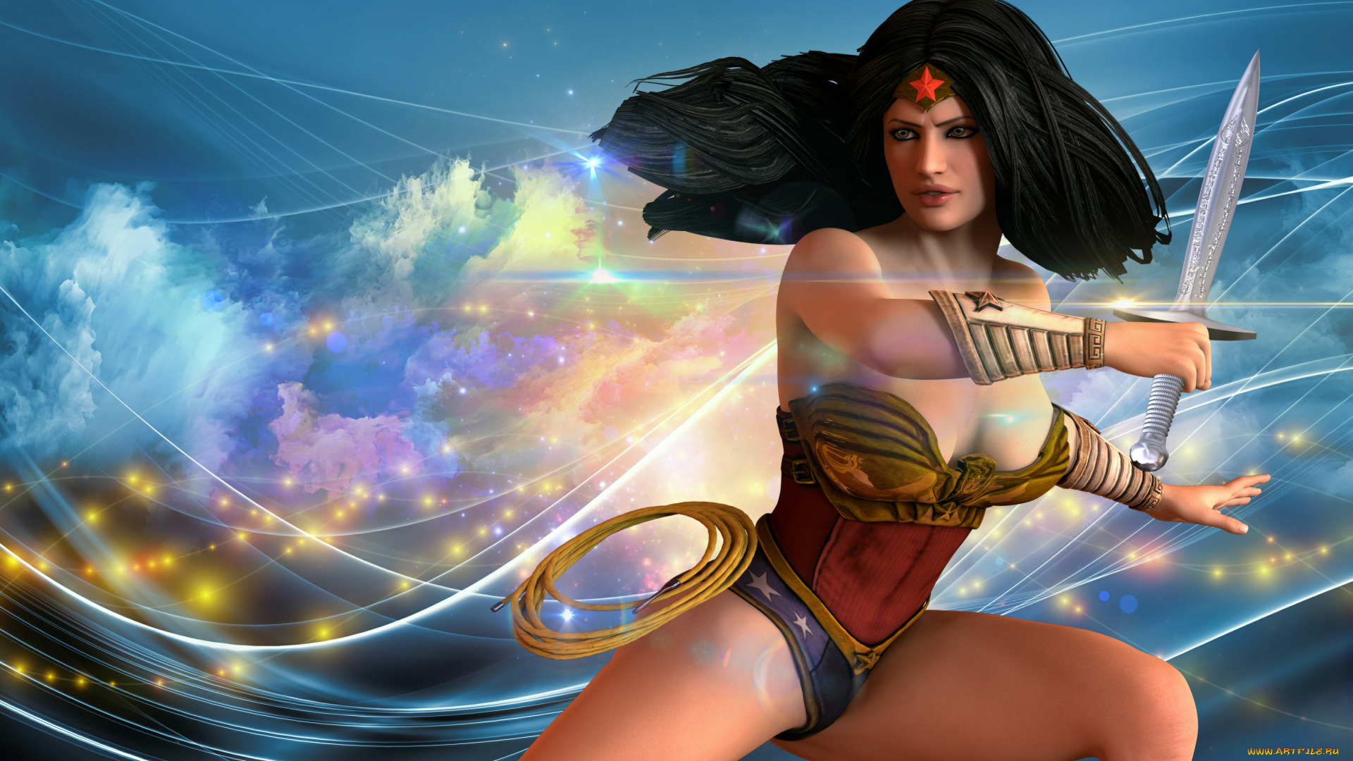 3д, графика, фантазия, , fantasy, девушка, взгляд, фон