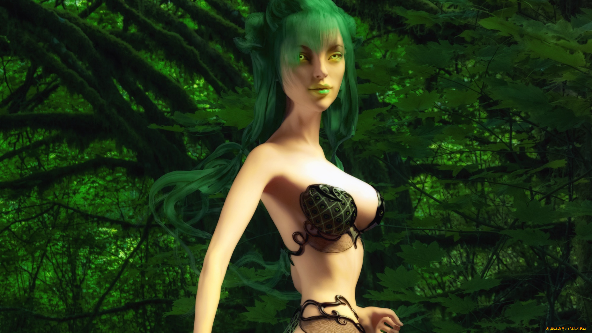 3д, графика, фантазия, , fantasy, девушка, взгляд, фон