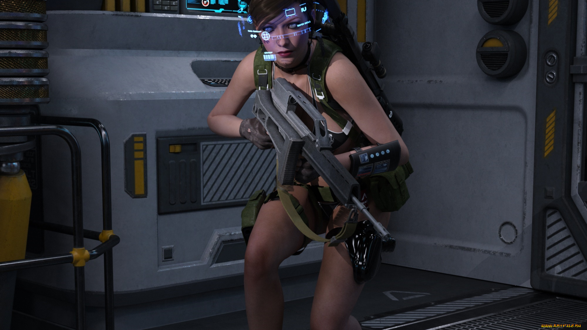 3д, графика, фантазия, , fantasy, оружие, фон, девушка, взгляд