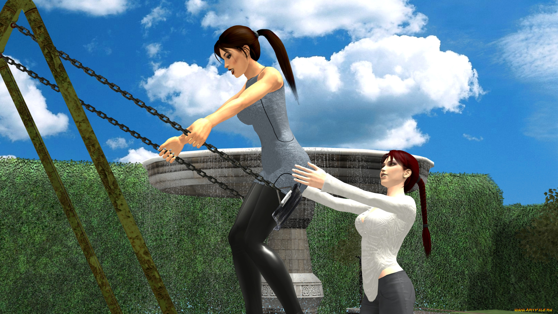 3д, графика, люди, , people, девушки, взгляд, фон