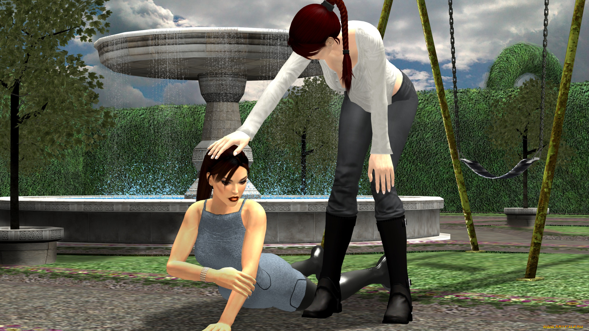 3д, графика, люди, , people, девушки, взгляд, фон