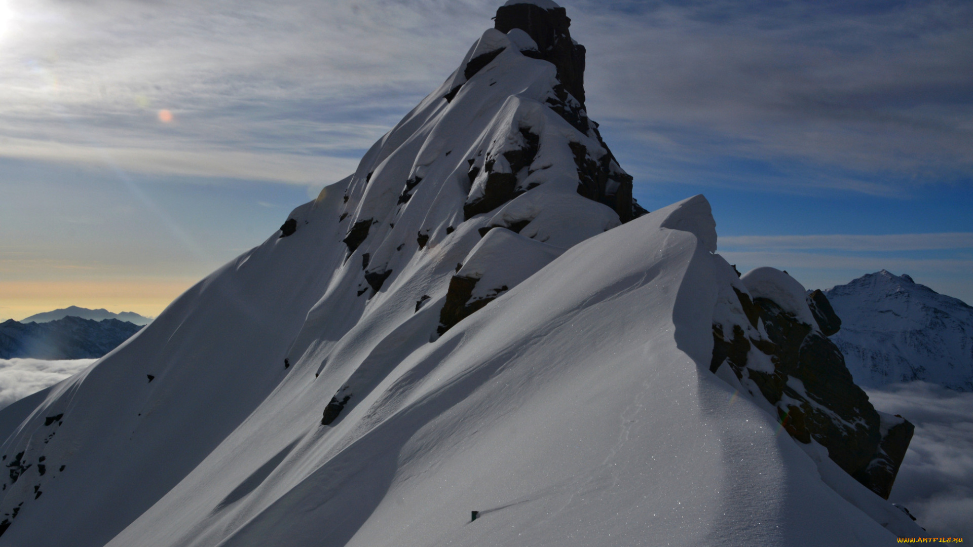 природа, горы, облака, снег