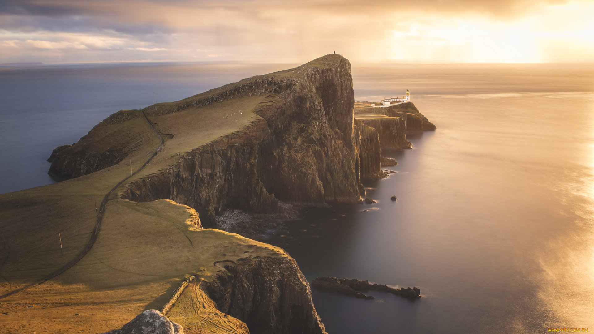 природа, побережье, горы, океан, маяк