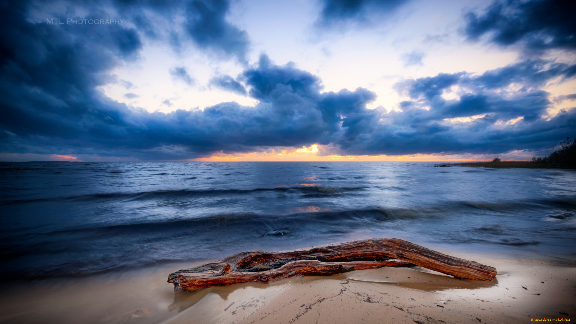 природа, побережье, облака, море