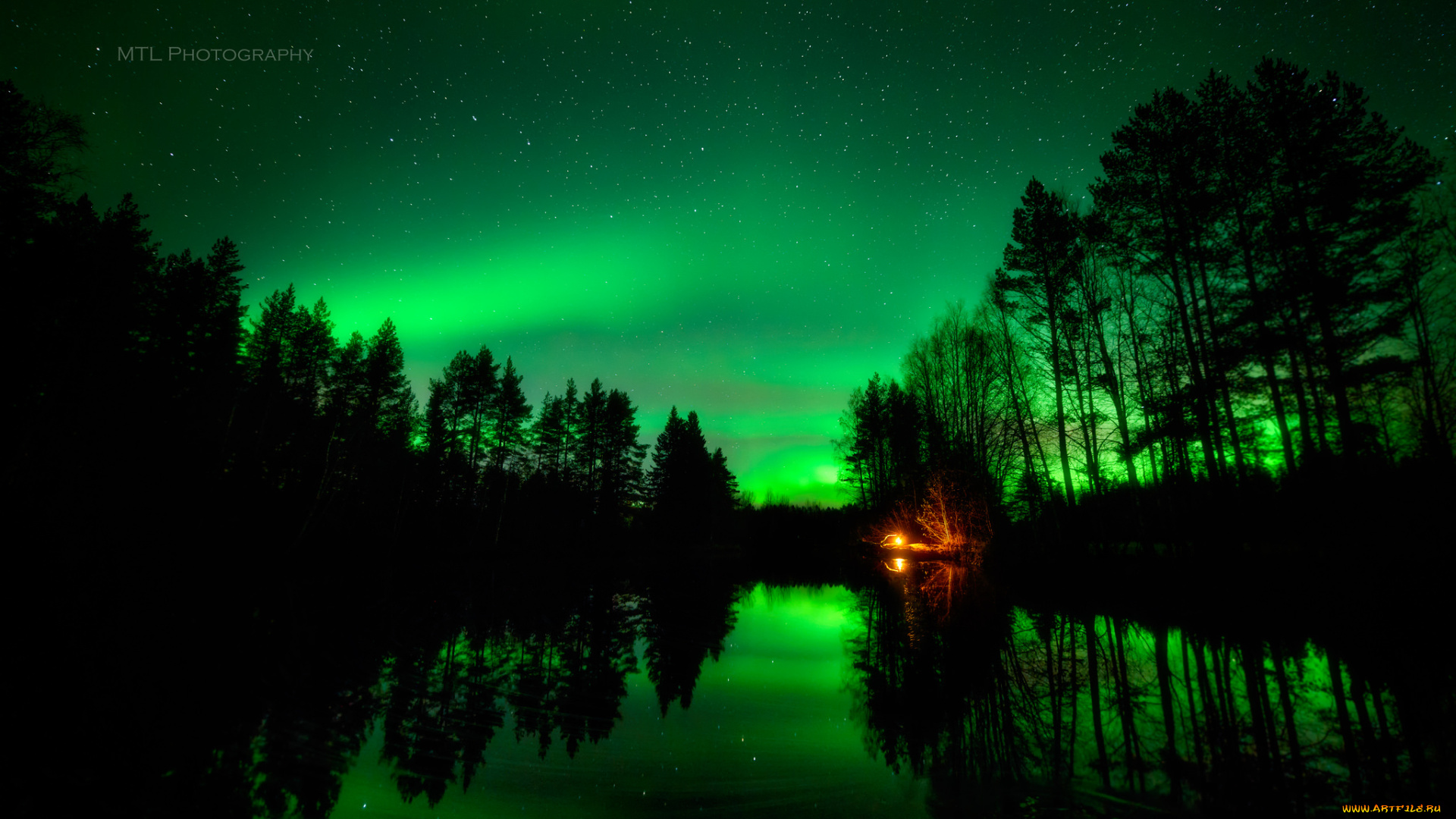 природа, северное, сияние, ночь, небо