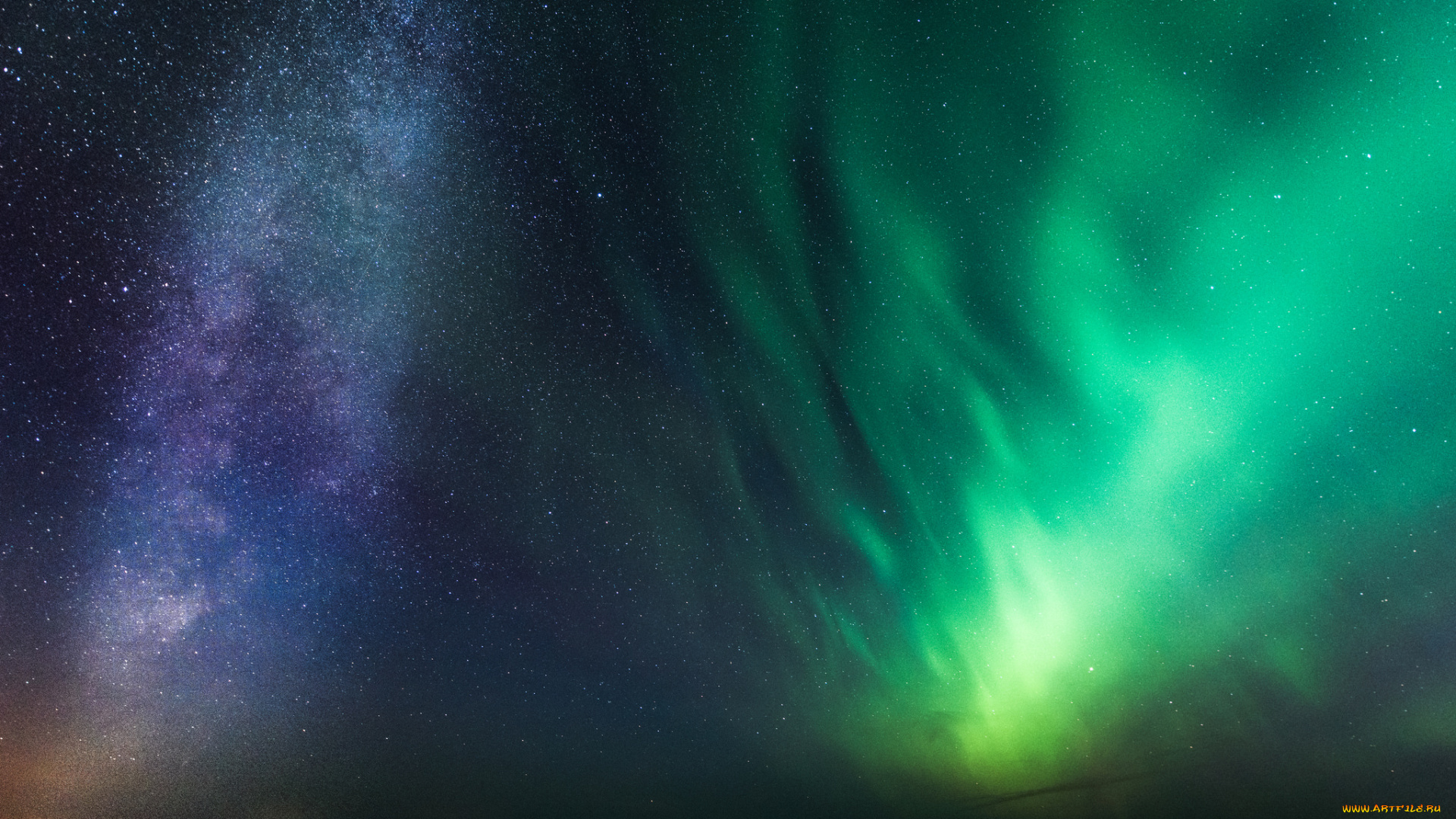 природа, северное, сияние, ночь, небо
