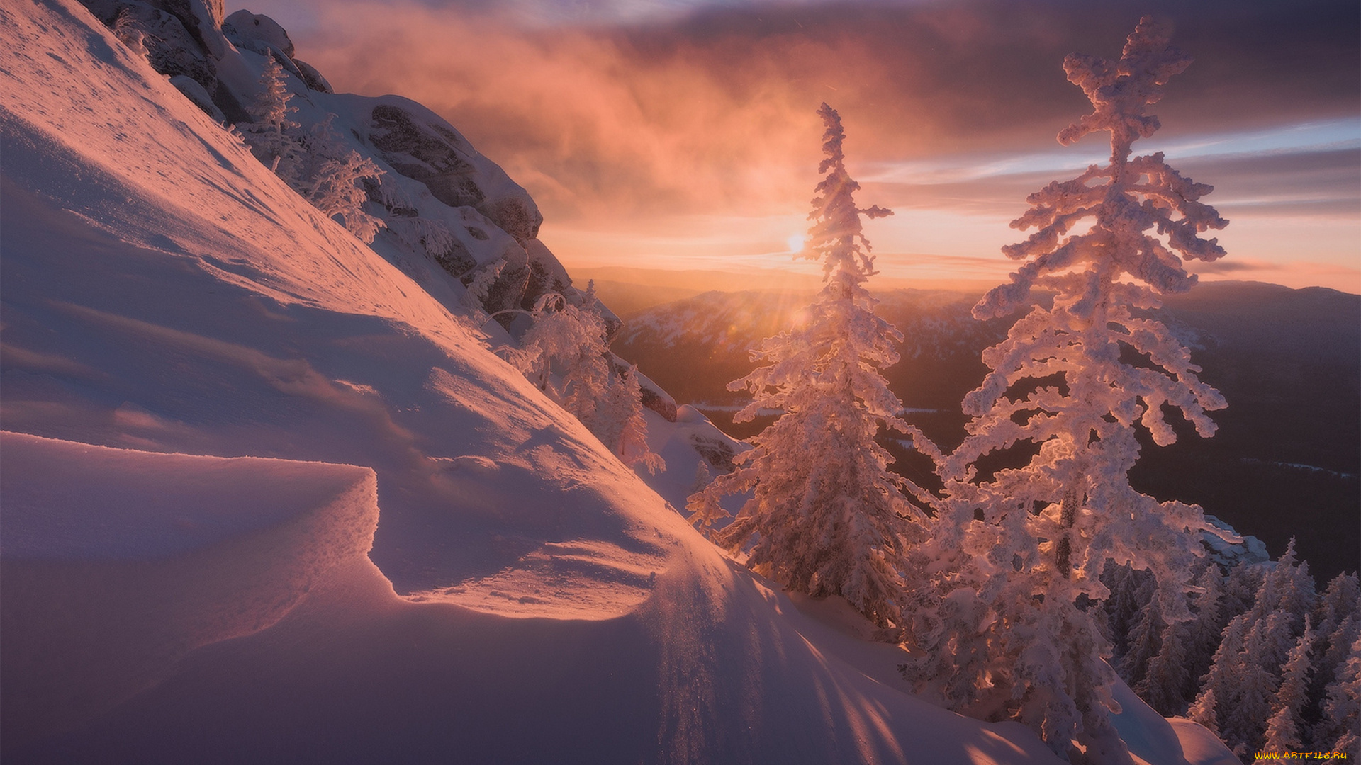 природа, зима, снег