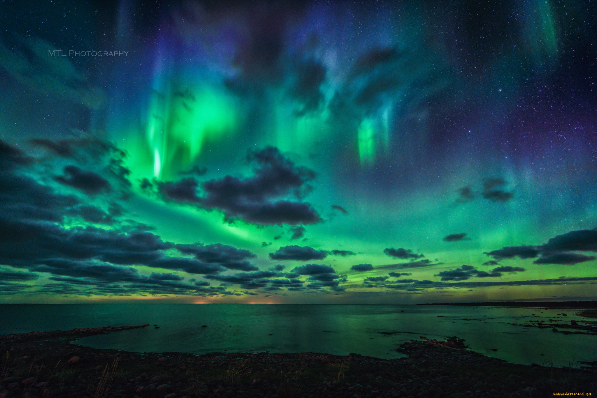 природа, северное, сияние, небо, ночь