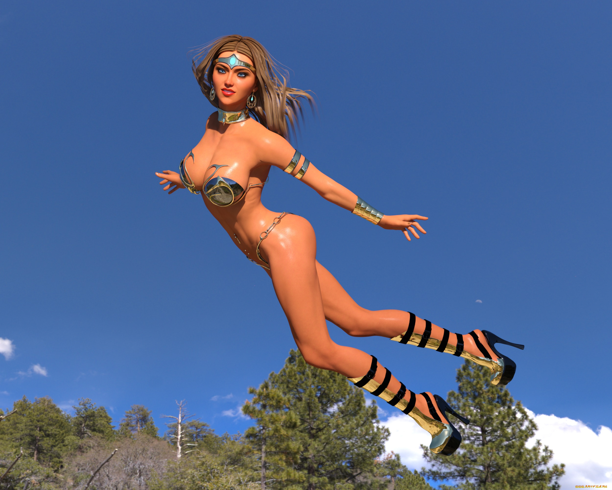 3д, графика, фантазия, , fantasy, фон, взгляд, девушка