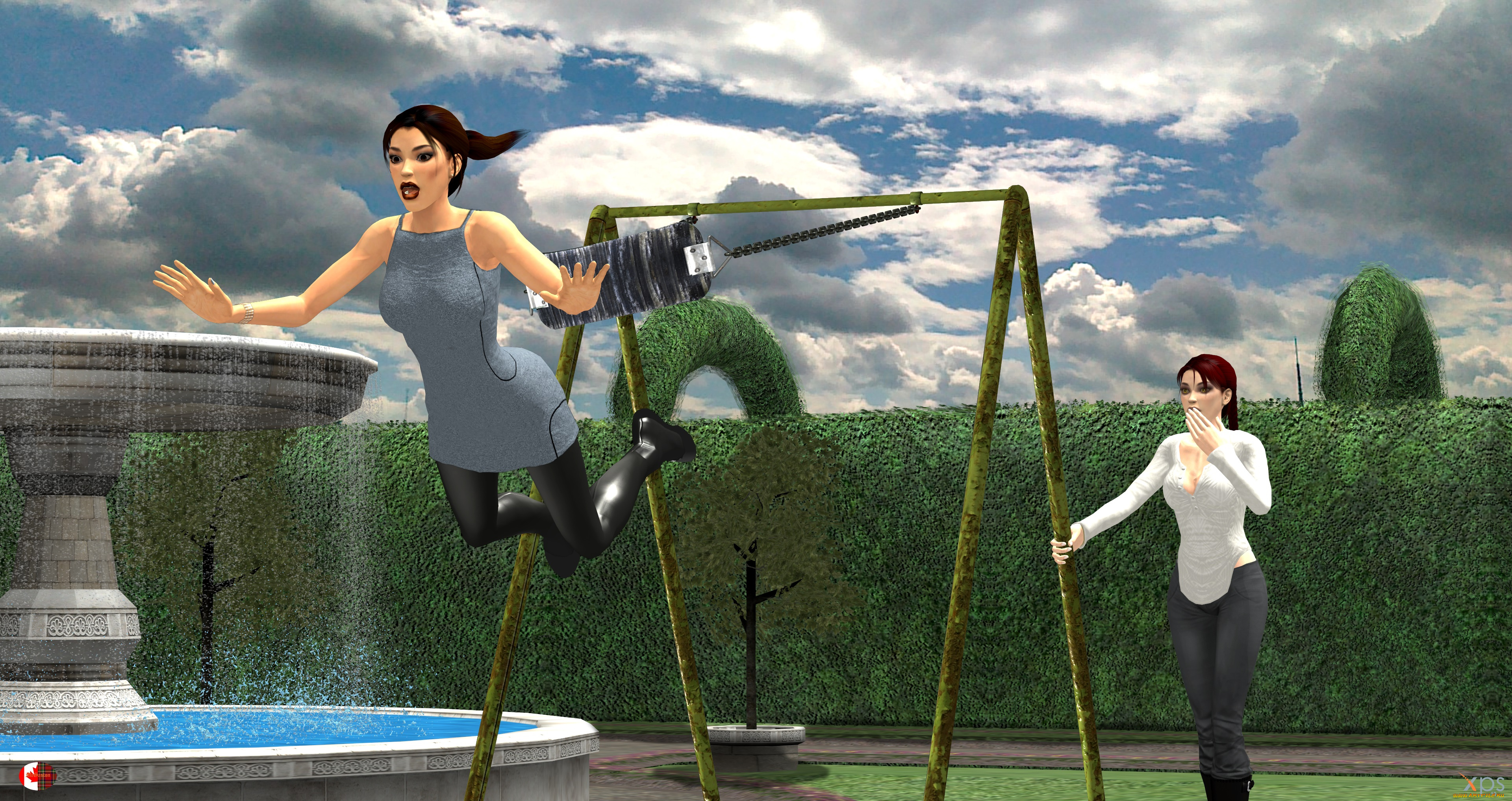 3д, графика, люди, , people, девушки, взгляд, фон