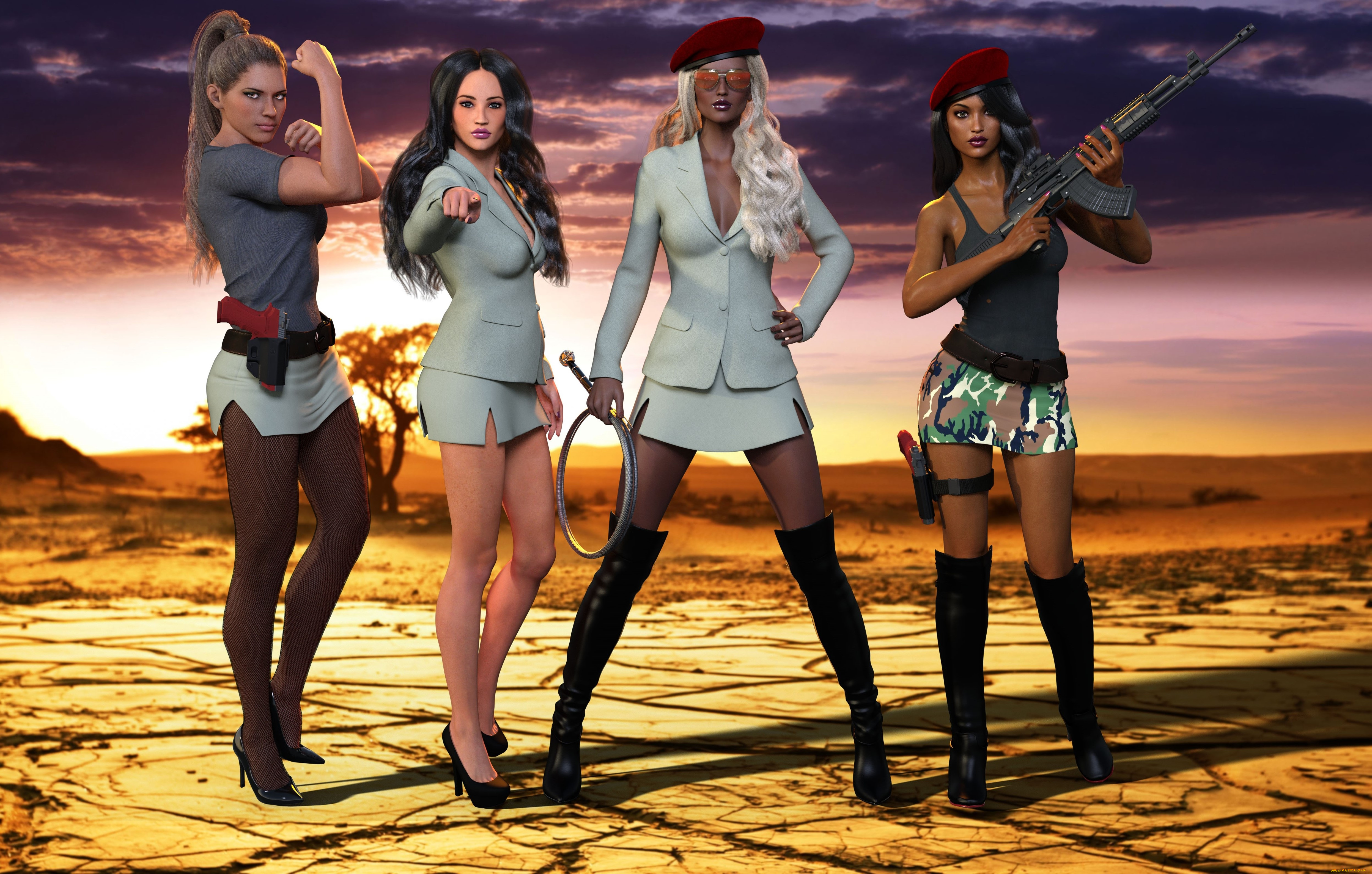 3д, графика, фантазия, , fantasy, взгляд, девушки, фон