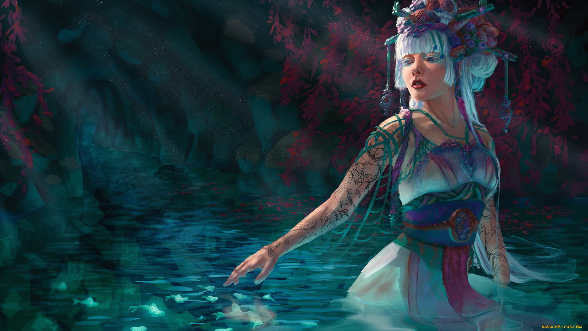 фэнтези, девушки, девушка, фон, вода